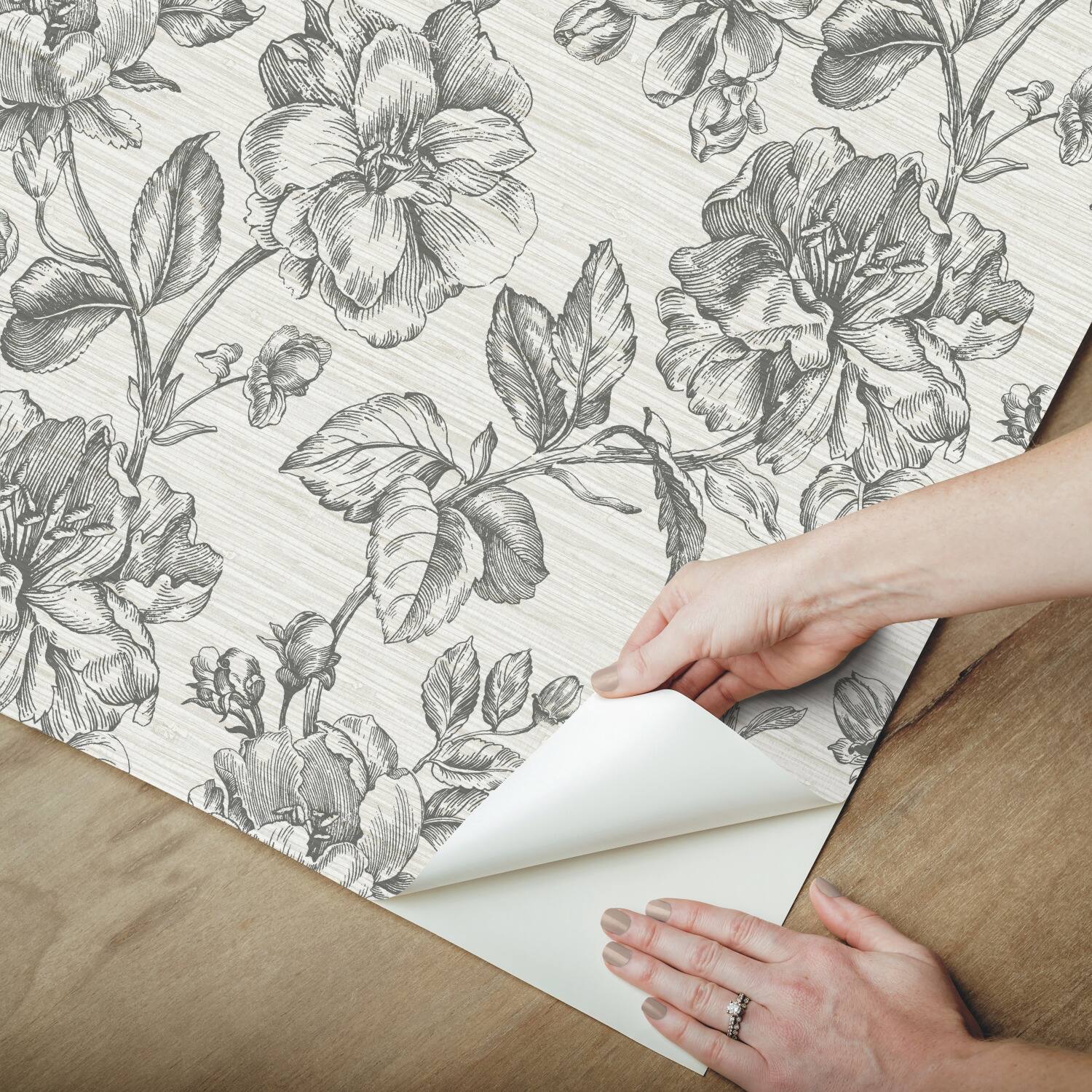 RoomMates Tamara Day Gray Flower Girl Peel &#x26; Stick Wallpaper