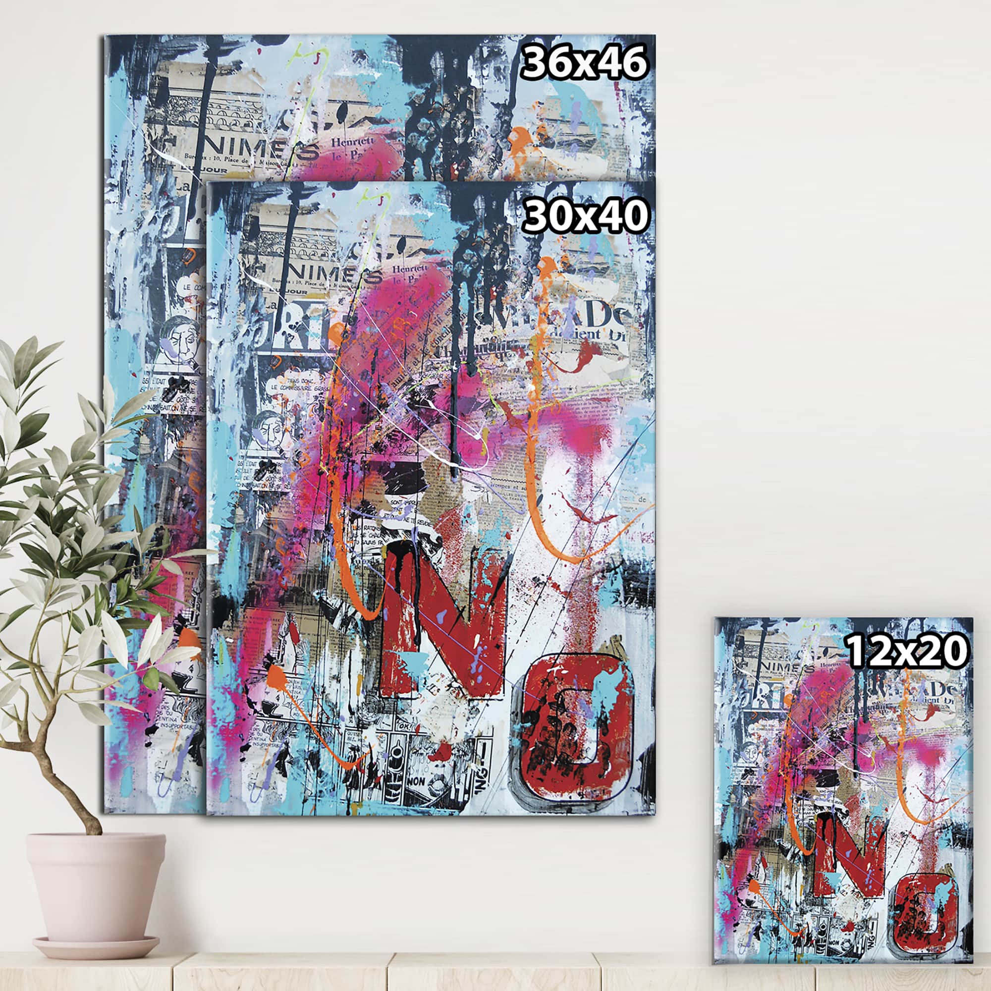 Designart - Old Style Newspaper Street Art Collage IX - Modern &#x26; Contemporary Canvas Artwork