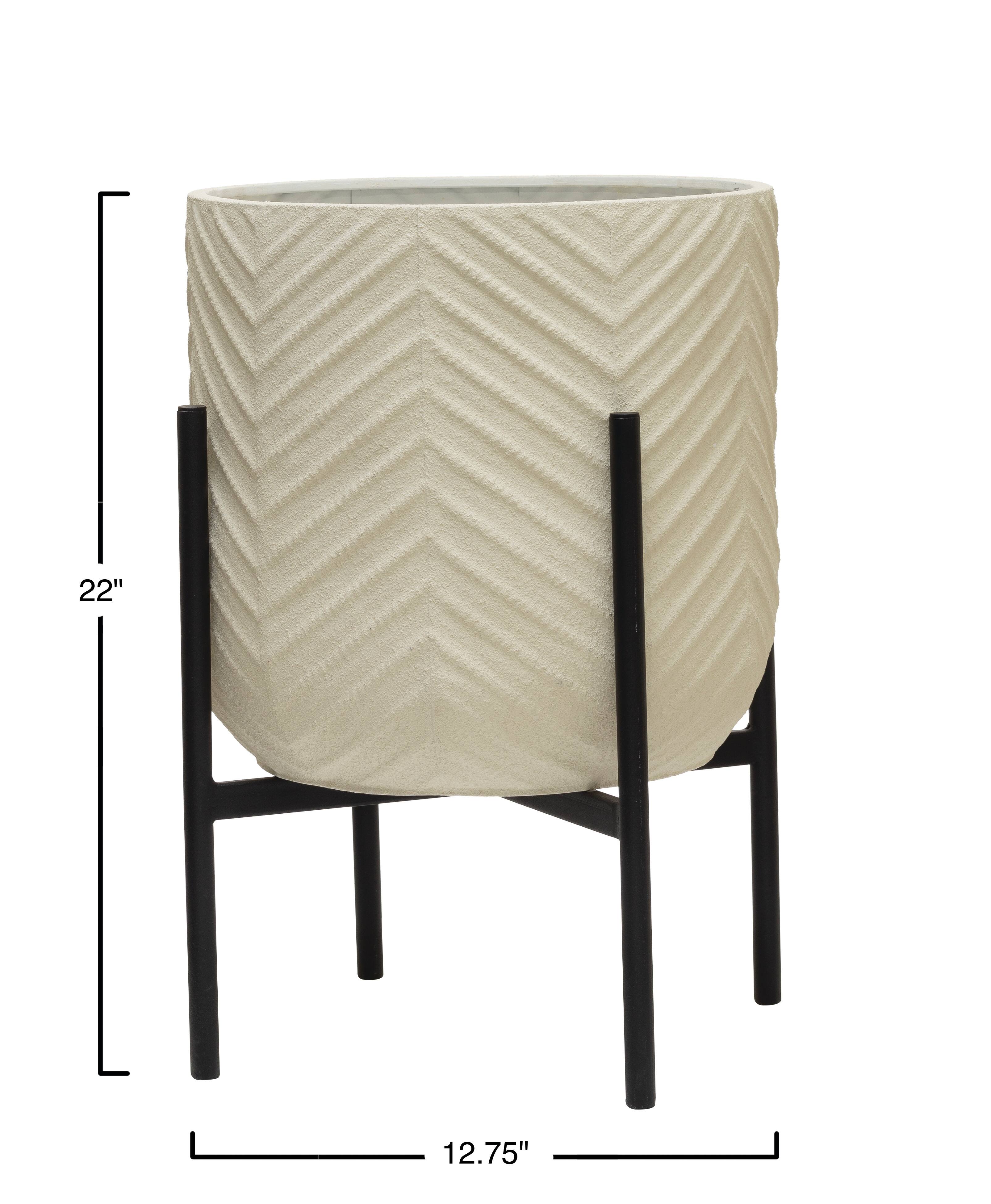 Hello Honey® 22" White with Black Metal Planter and Stand, 2ct.