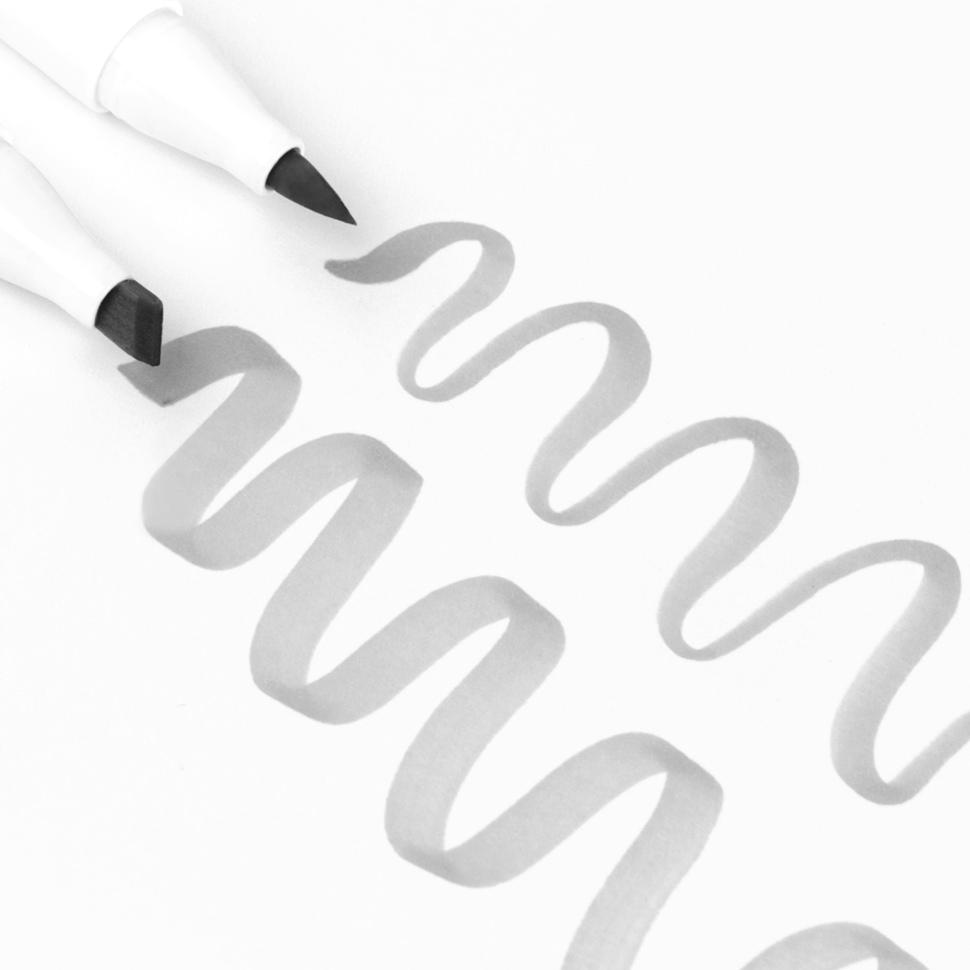 Ohuhu&#xAE; Honolulu Brush &#x26; Chisel Dual Tip Gray Tones Marker Set