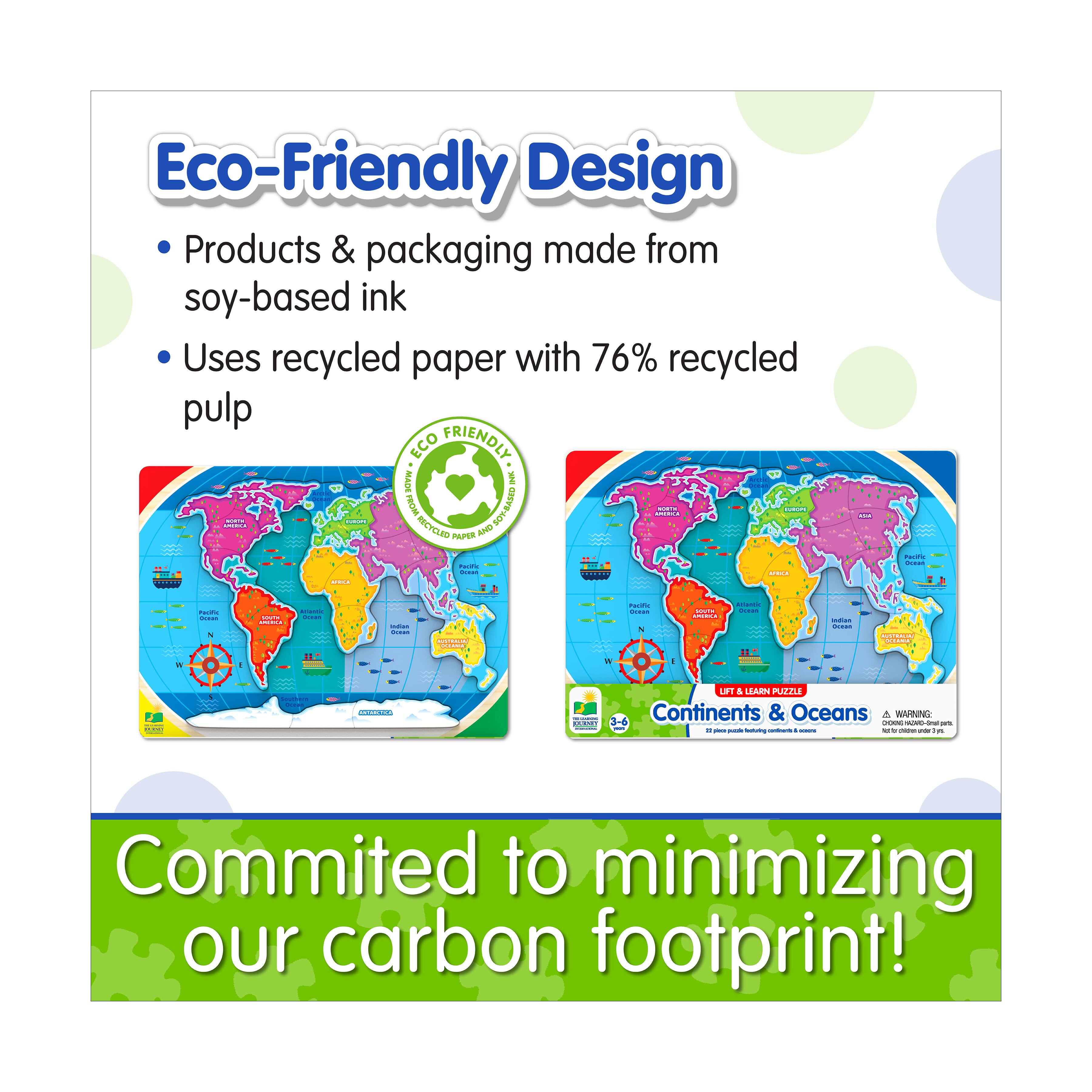 Lift & Learn Puzzle - Continents & Oceans: 22 Pcs