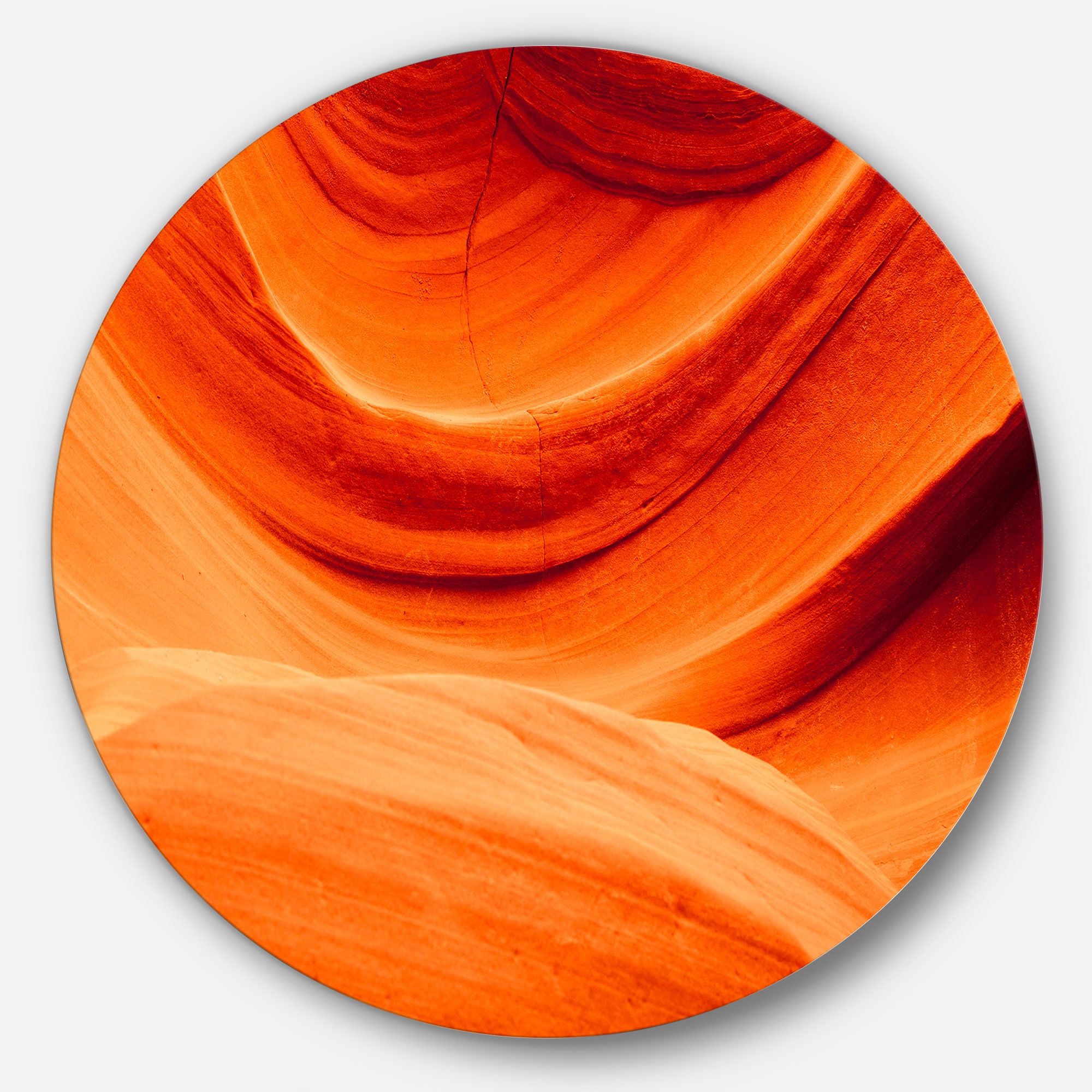 Designart - Antelope Canyon Orange Wall&#x27; Landscape Photography Circle Metal Wall Art