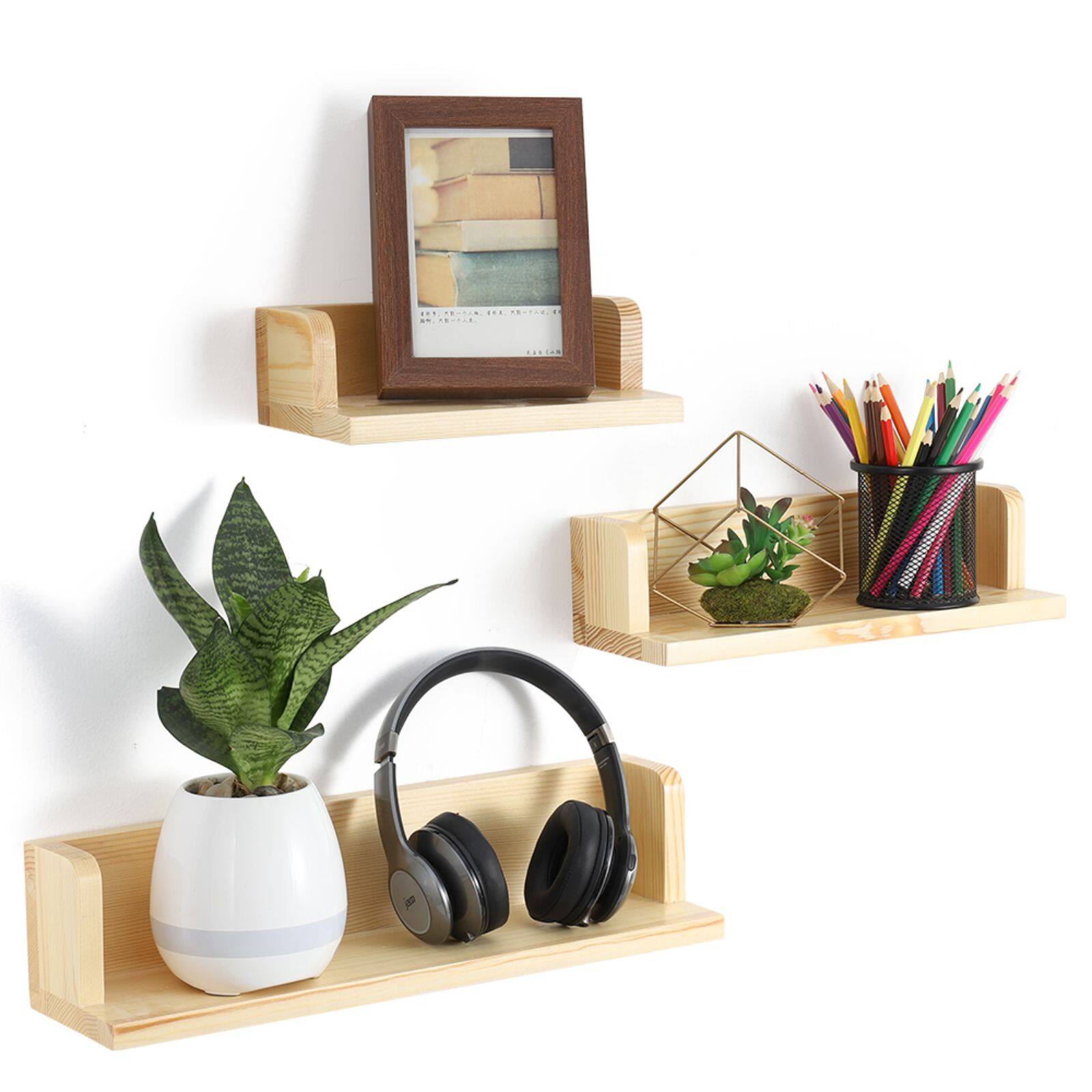 Rustic Wood Floating Wall Shelves Set