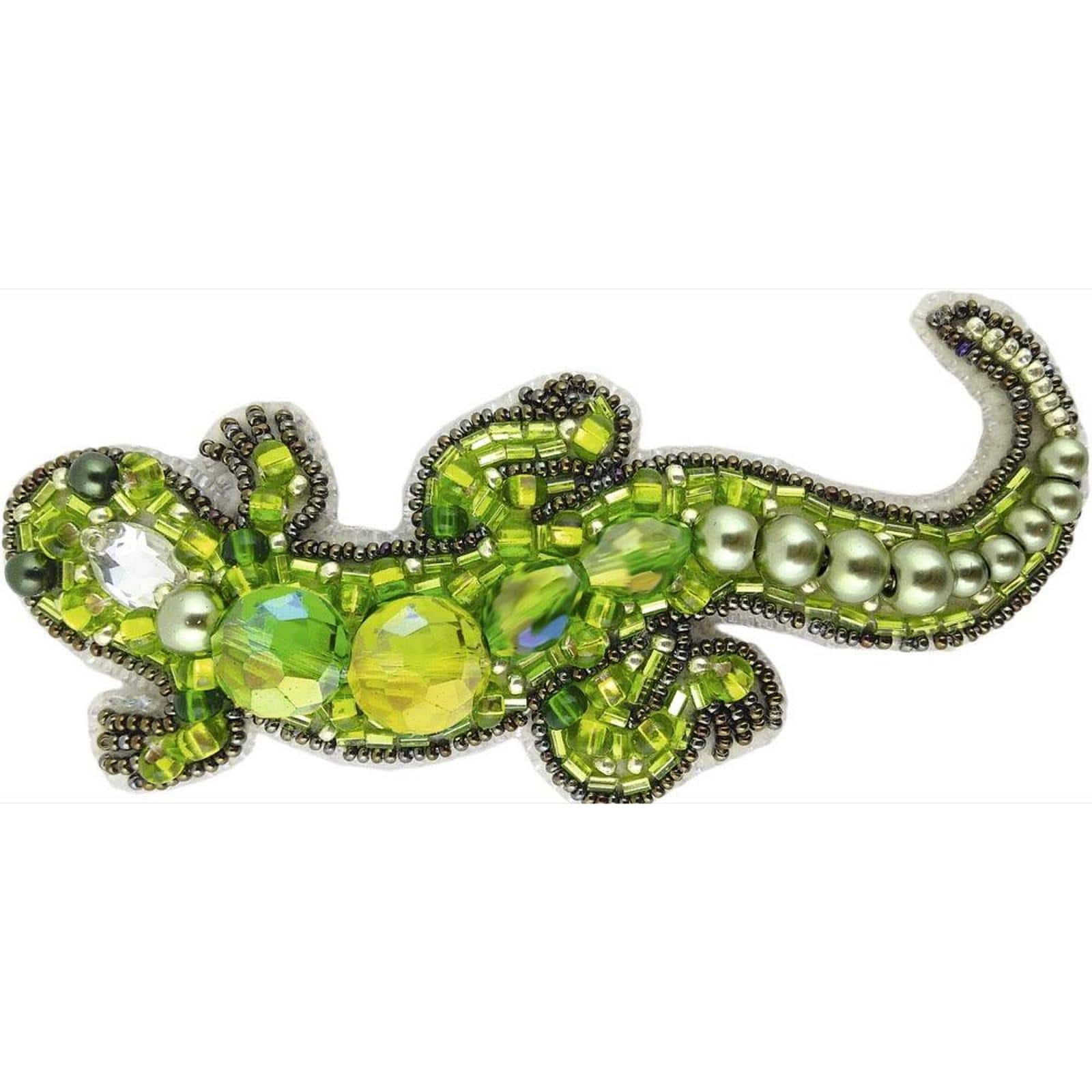 Crystal Art Beadwork Kit For Creating Broоch Lizard