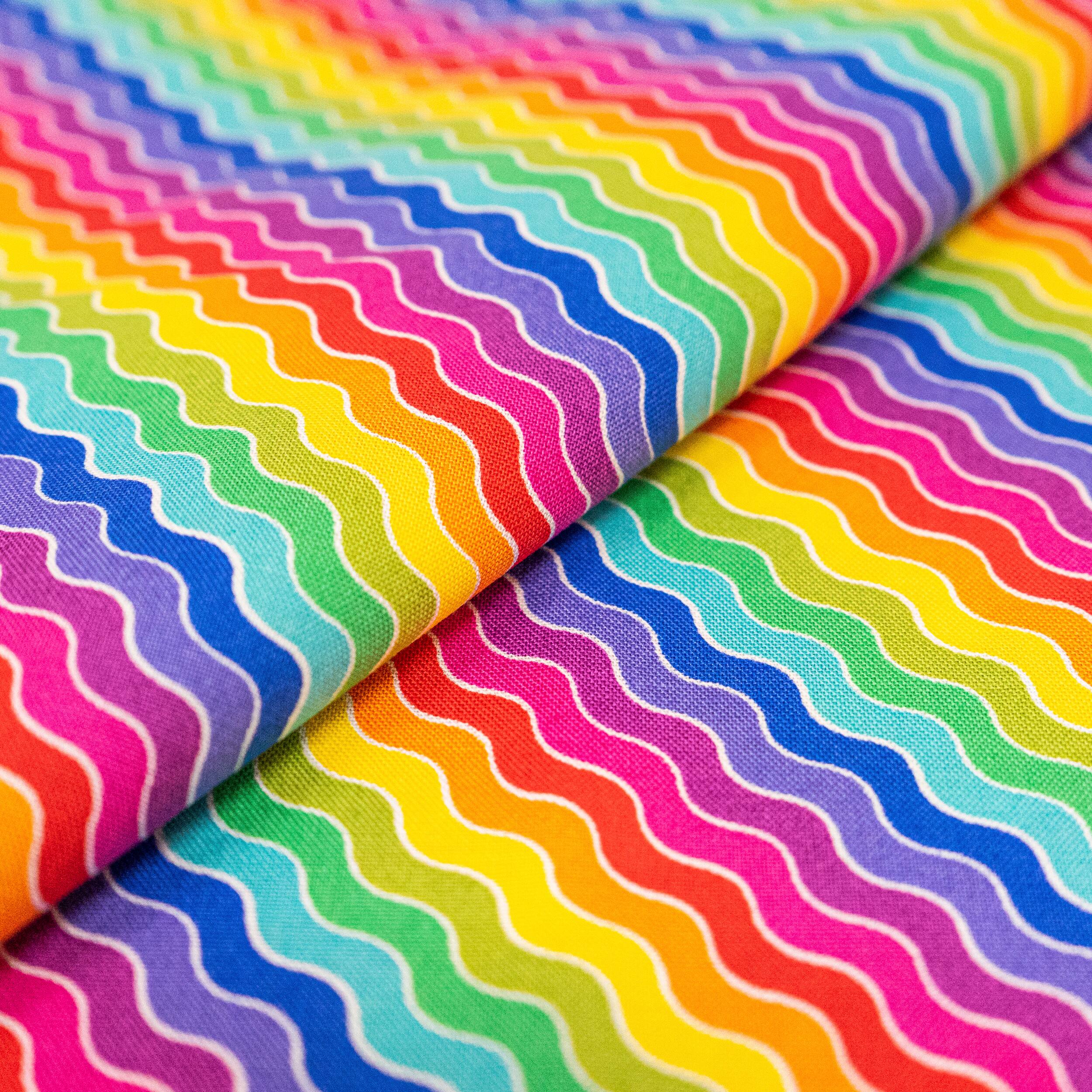 SINGER Rainbow Wiggle Lines Cotton Fabric