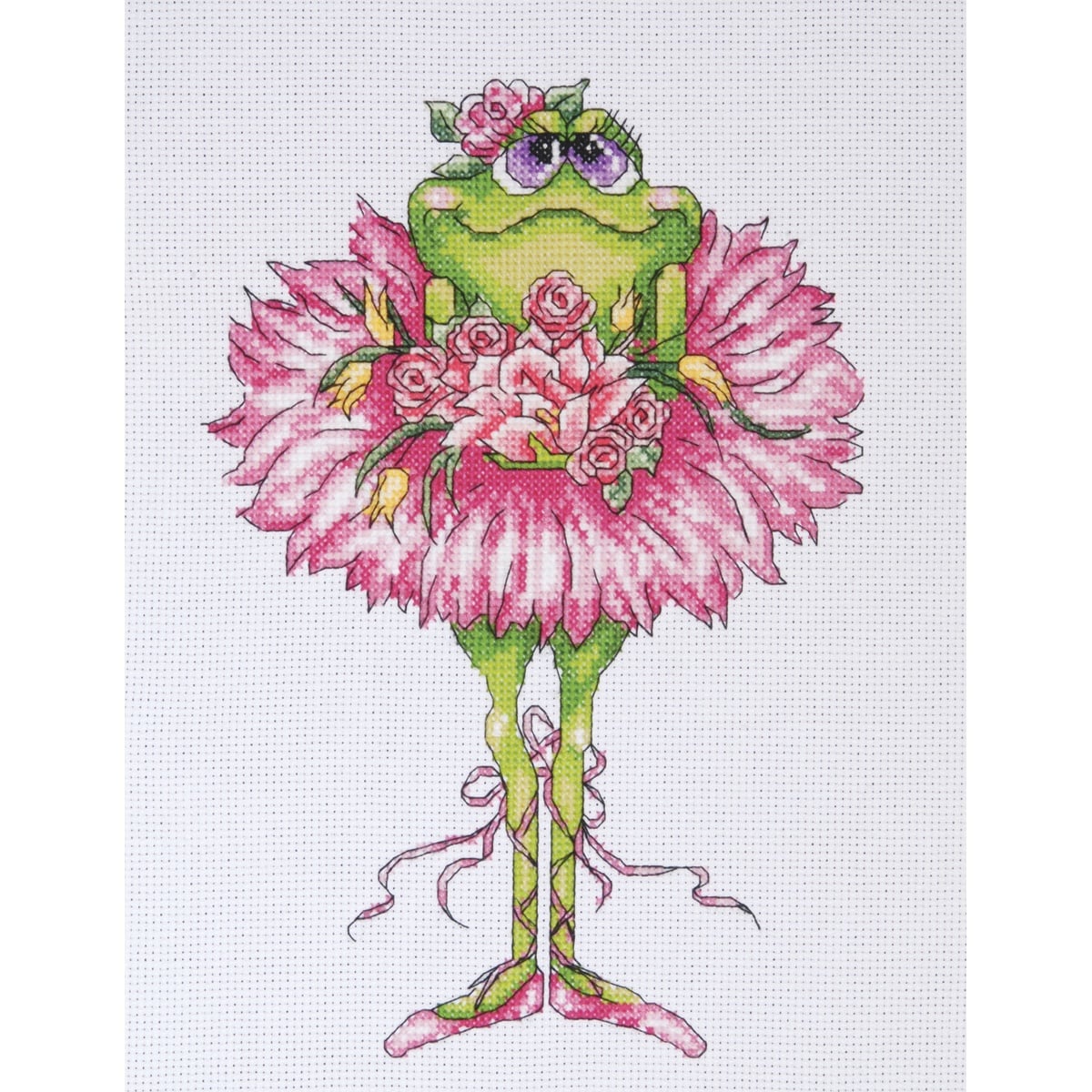 Design Works&#x2122; Frog Bouquet Counted Cross Stitch Kit