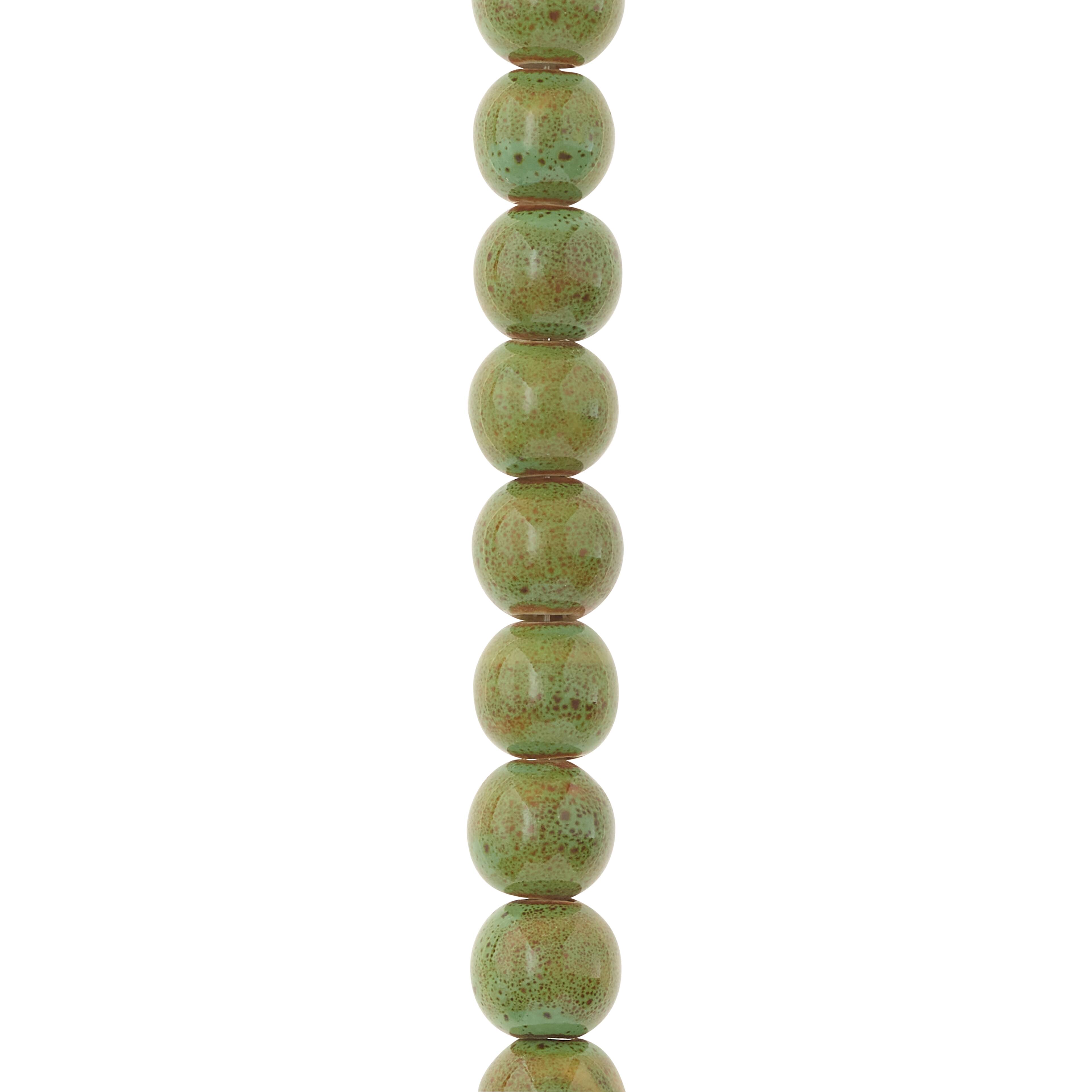 12 Pack: Green Ceramic Round Beads, 12mm by Bead Landing&#x2122;