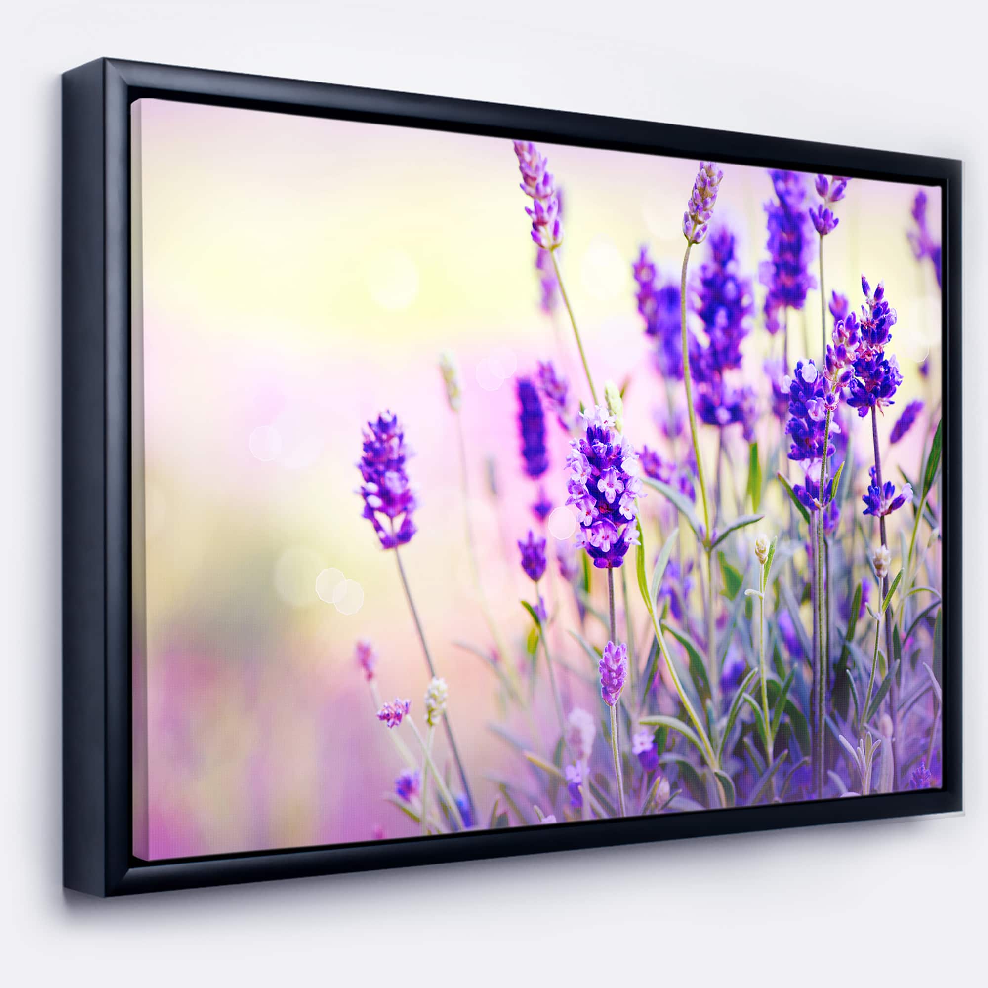 Designart - Purple Lavender Field - Floral Photography Framed Canvas Art Print