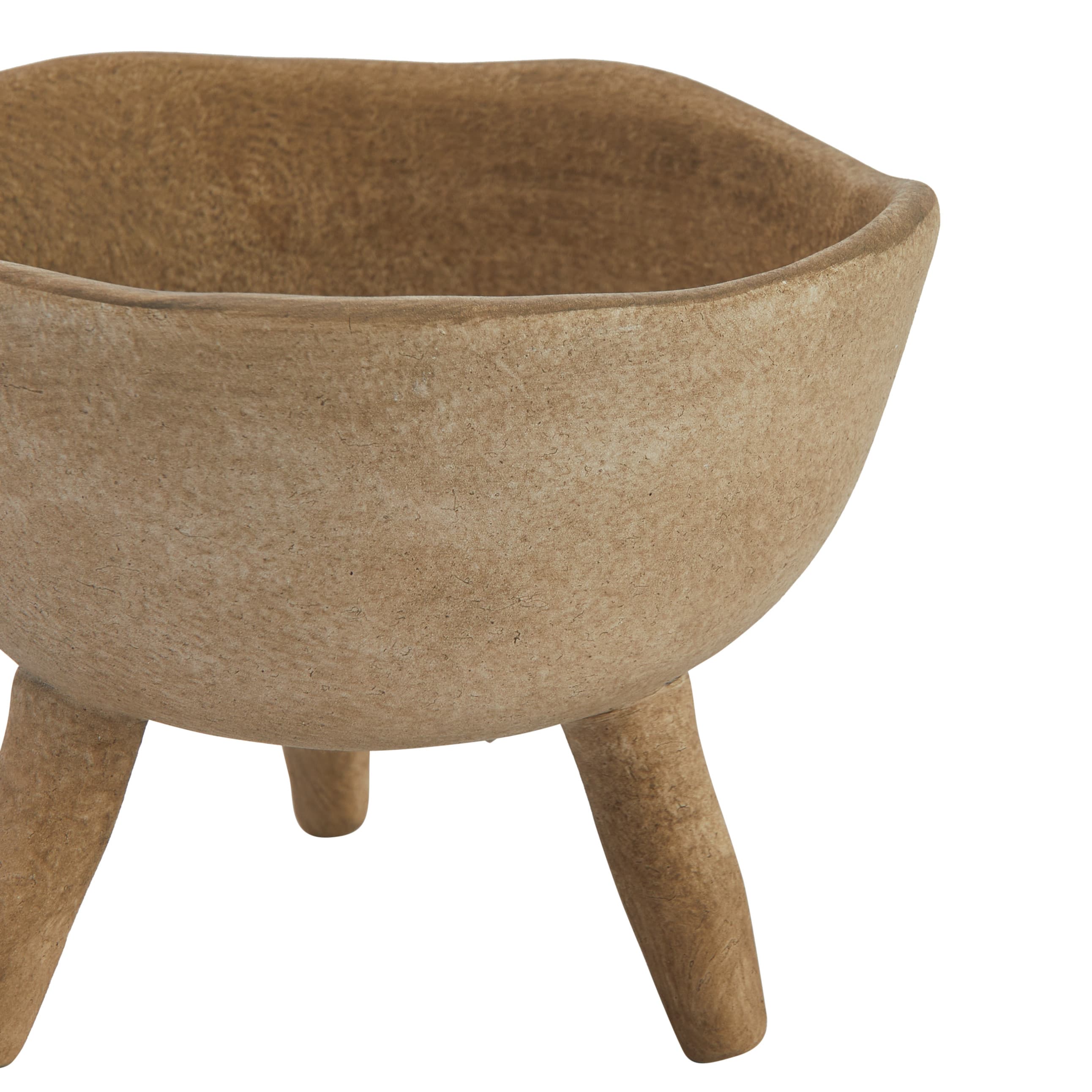 5.5&#x22; Large Matte Taupe Terracotta Footed Planter