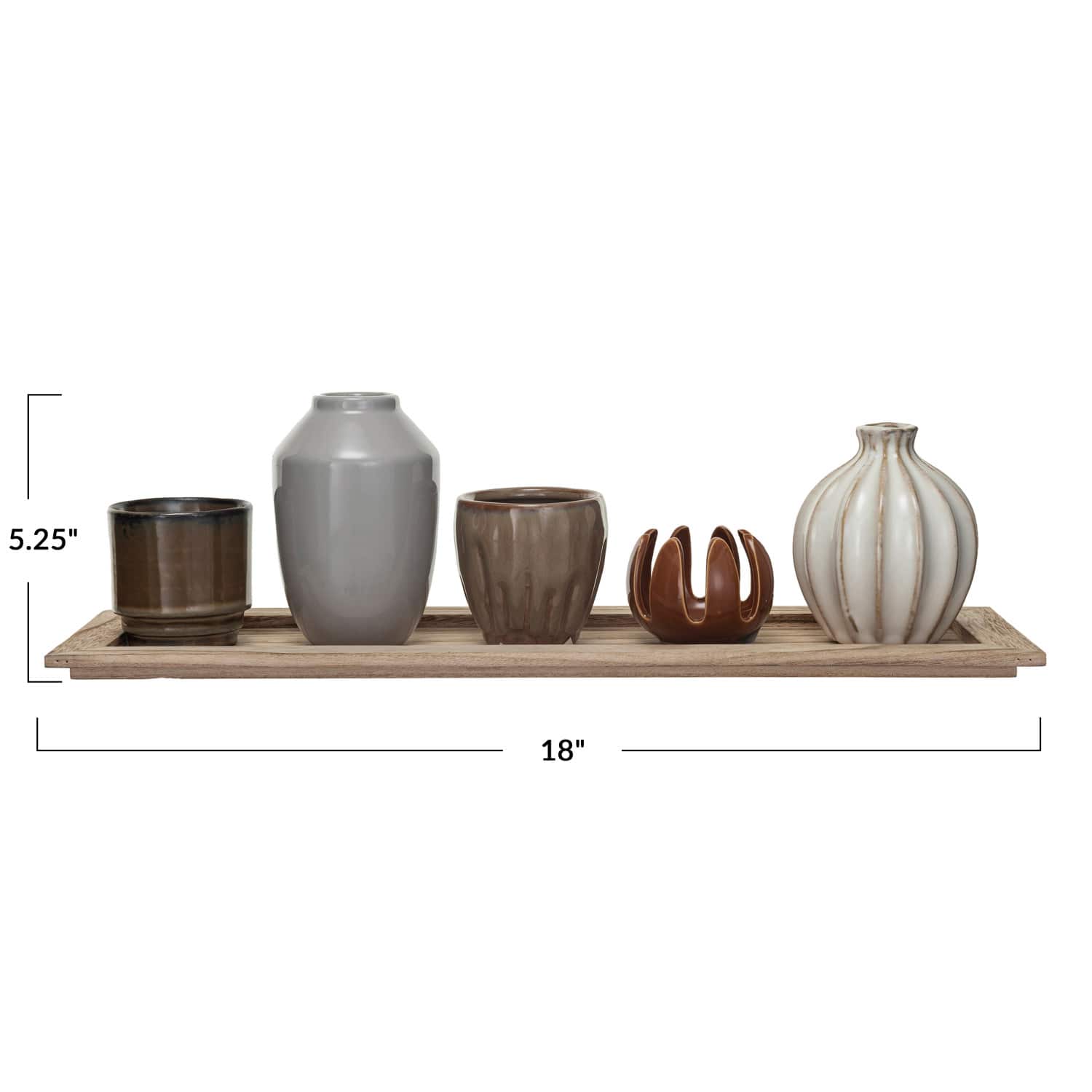 Hello Honey&#xAE; Stoneware Votive Candle Holders &#x26; Wood Tray Set