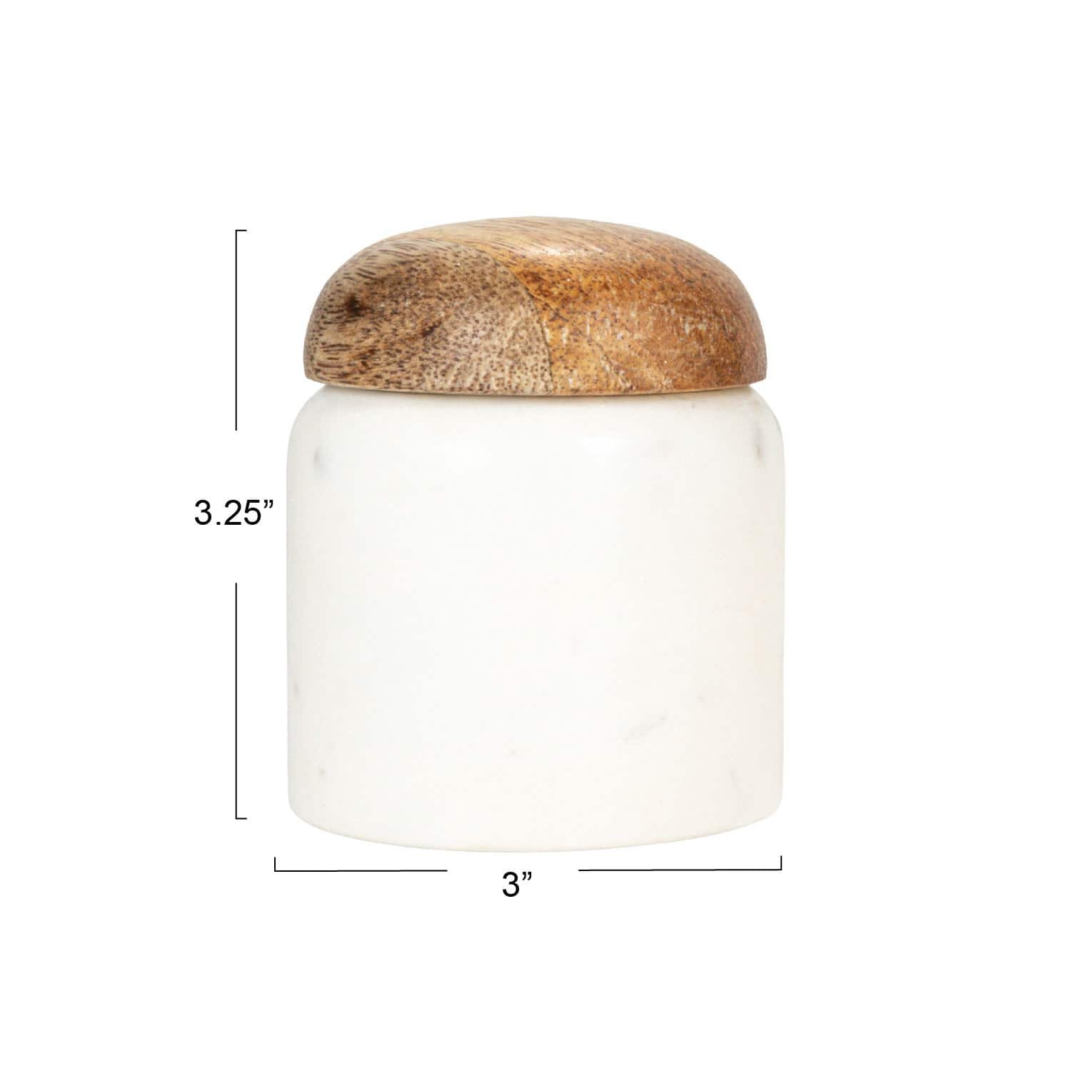 3.25&#x22; White Marble &#x26; Mango Wood Pinch Pot with Lid