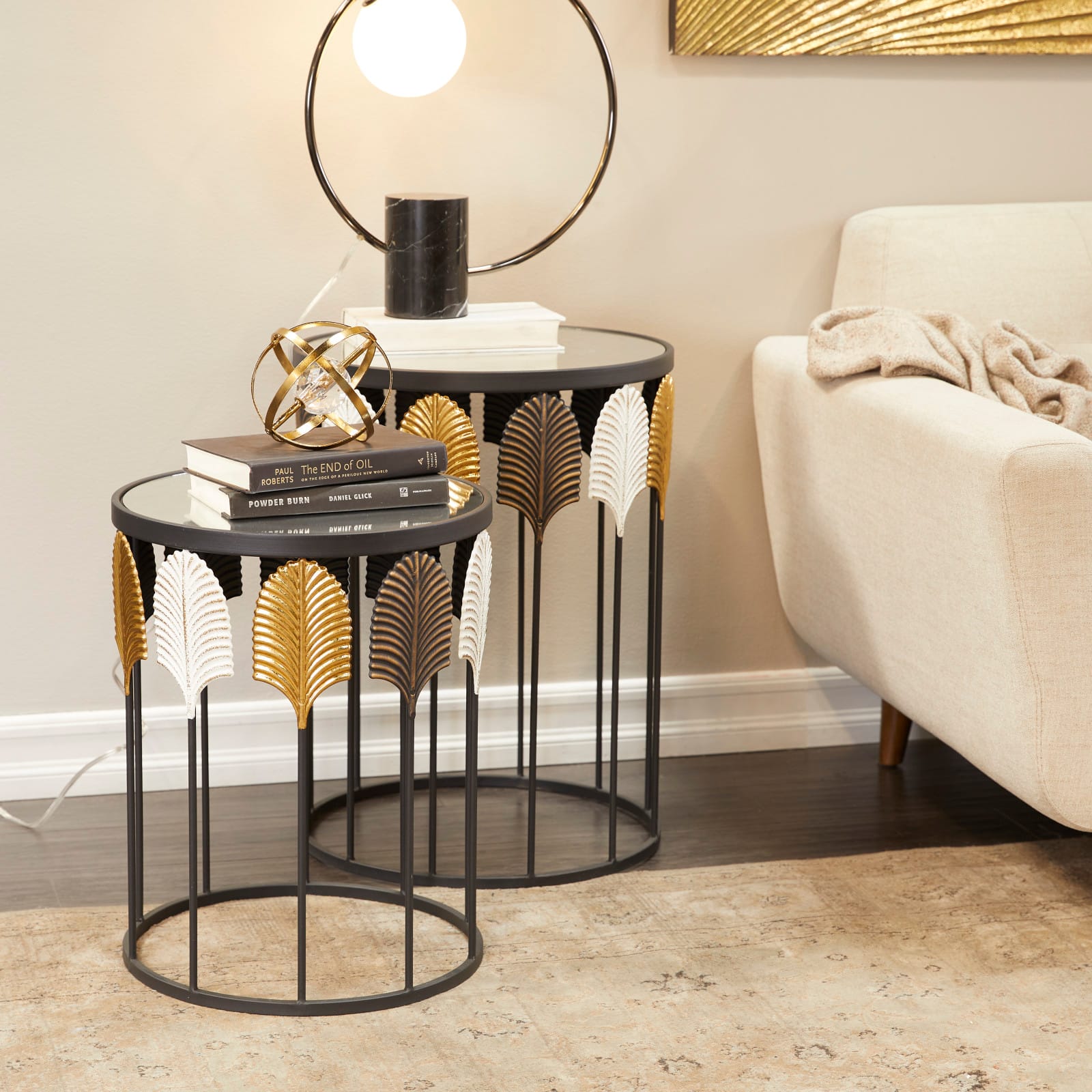 Black Metal Contemporary Accent Table Set