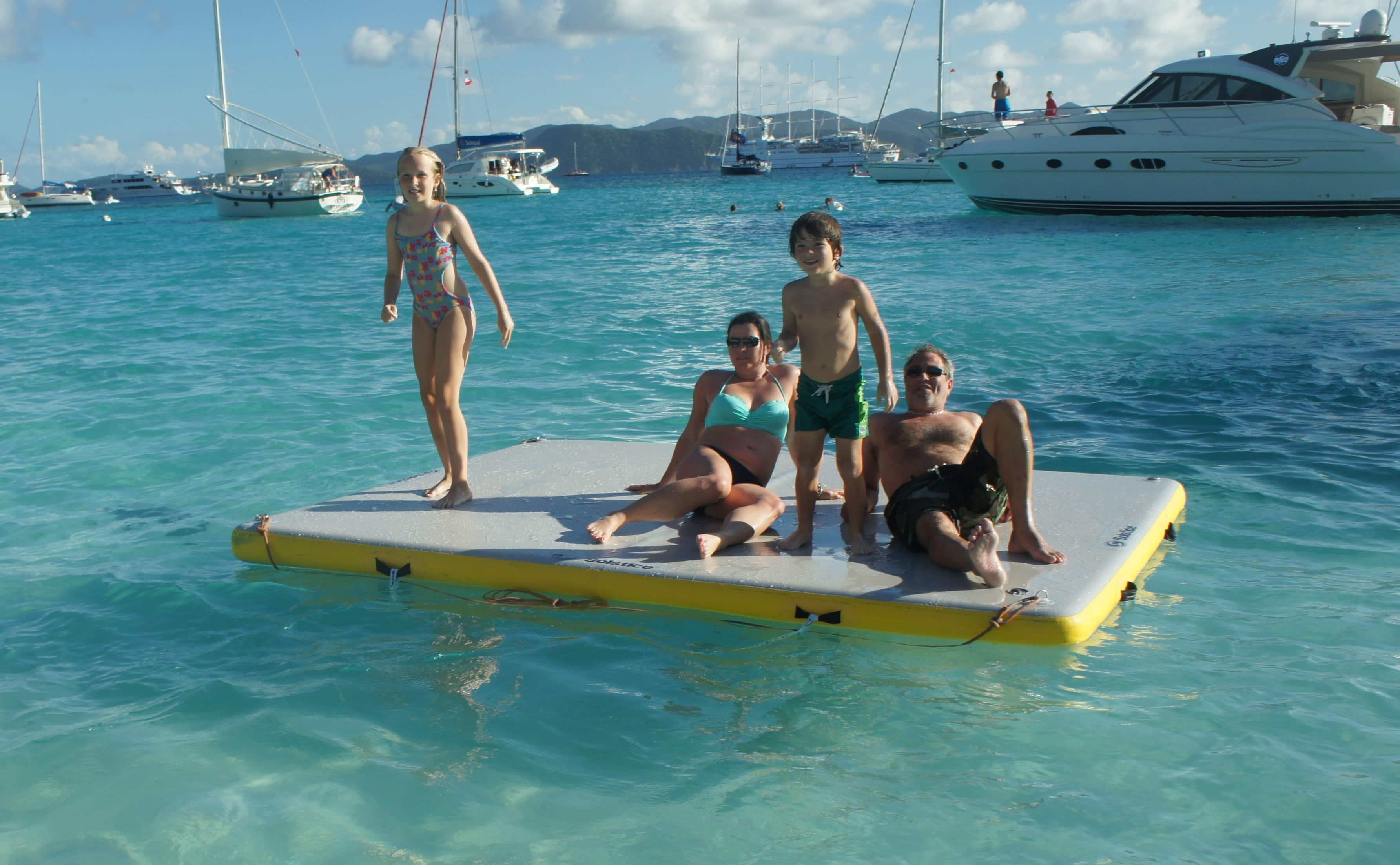 Solstice&#xAE; 8ft. Inflatable White &#x26; Yellow Private Lake Dock