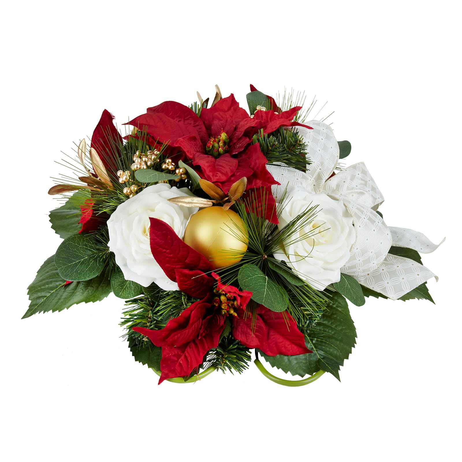 17&#x22; Red Poinsettia, White Rose &#x26; Gold Saddle by Ashland&#xAE;