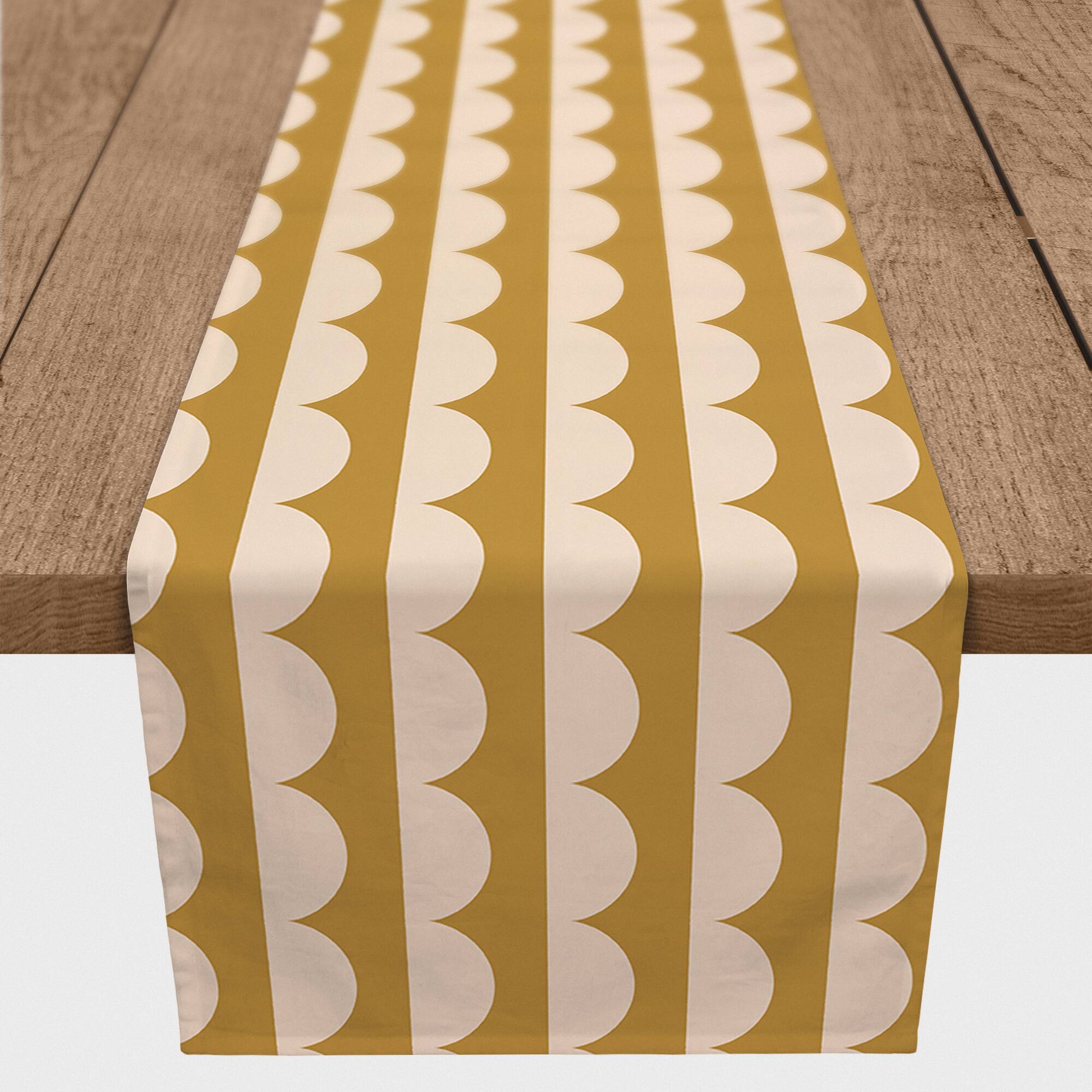 Scalloped Circle  16&#x22; x 72&#x22; Poly Twill Table Runner