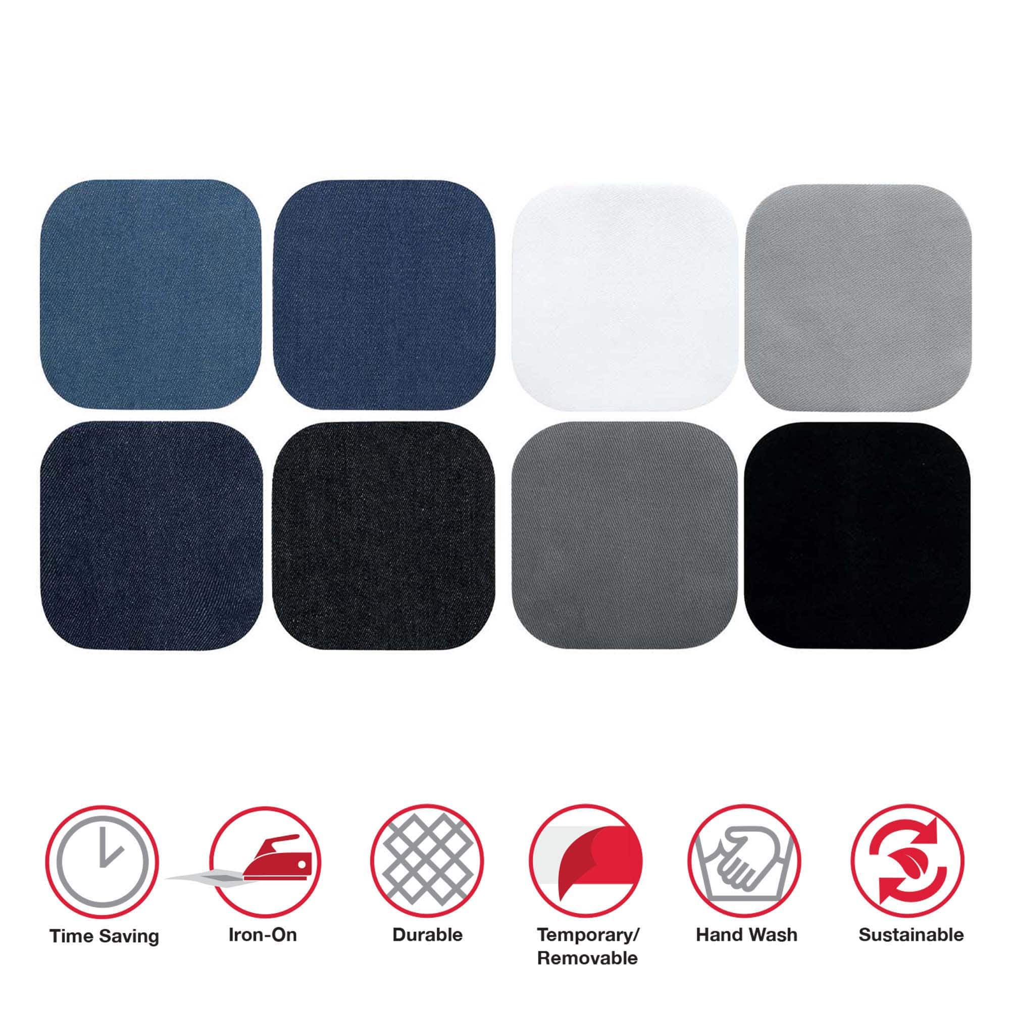 SINGER&#xAE; Denim &#x26; Solid DIY Iron-On Fabric Patch Kit with 2 Bonus Stencils