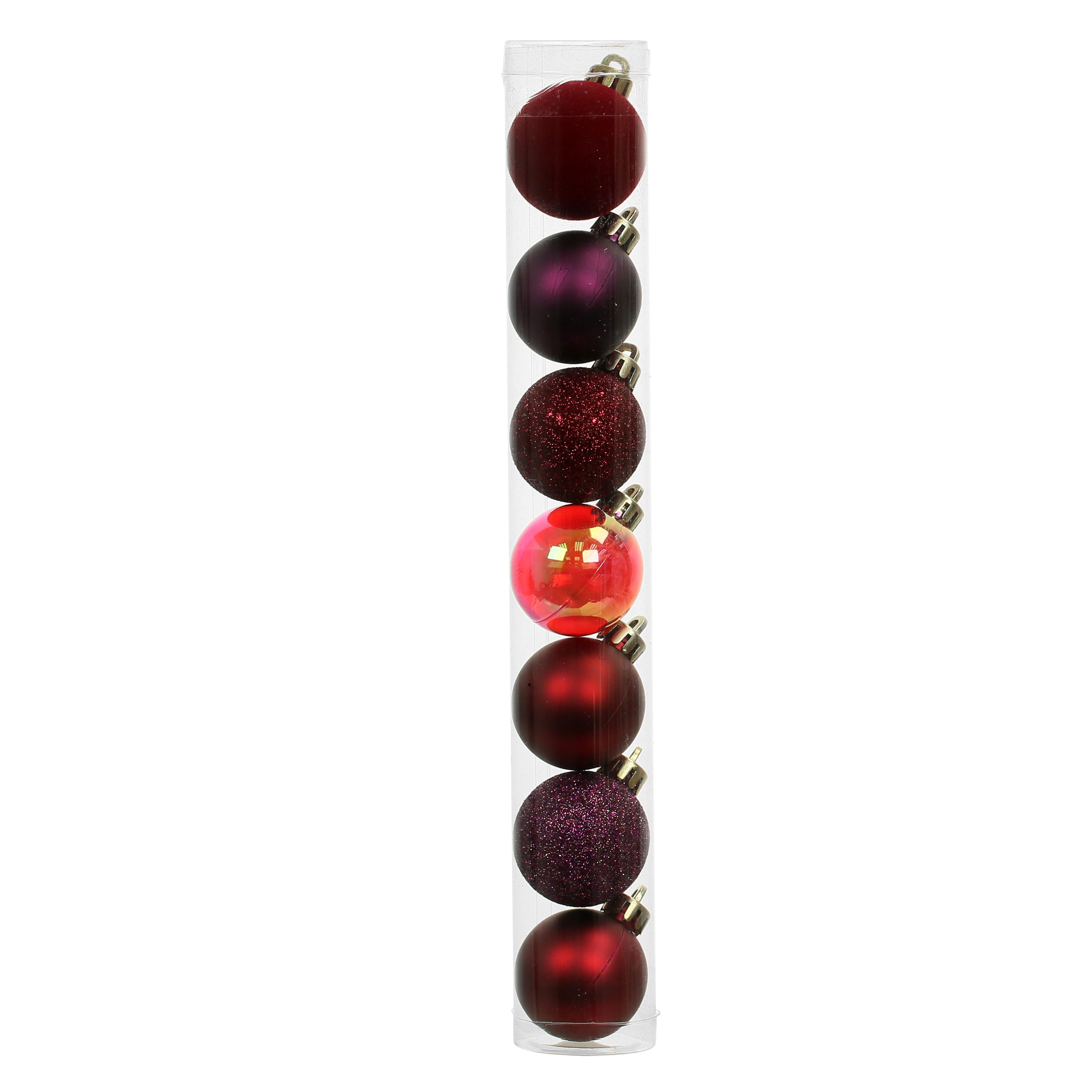 7 Pack 1.5&#x22; Burgundy Shades Shatterproof Ball Ornaments by Ashland&#xAE;