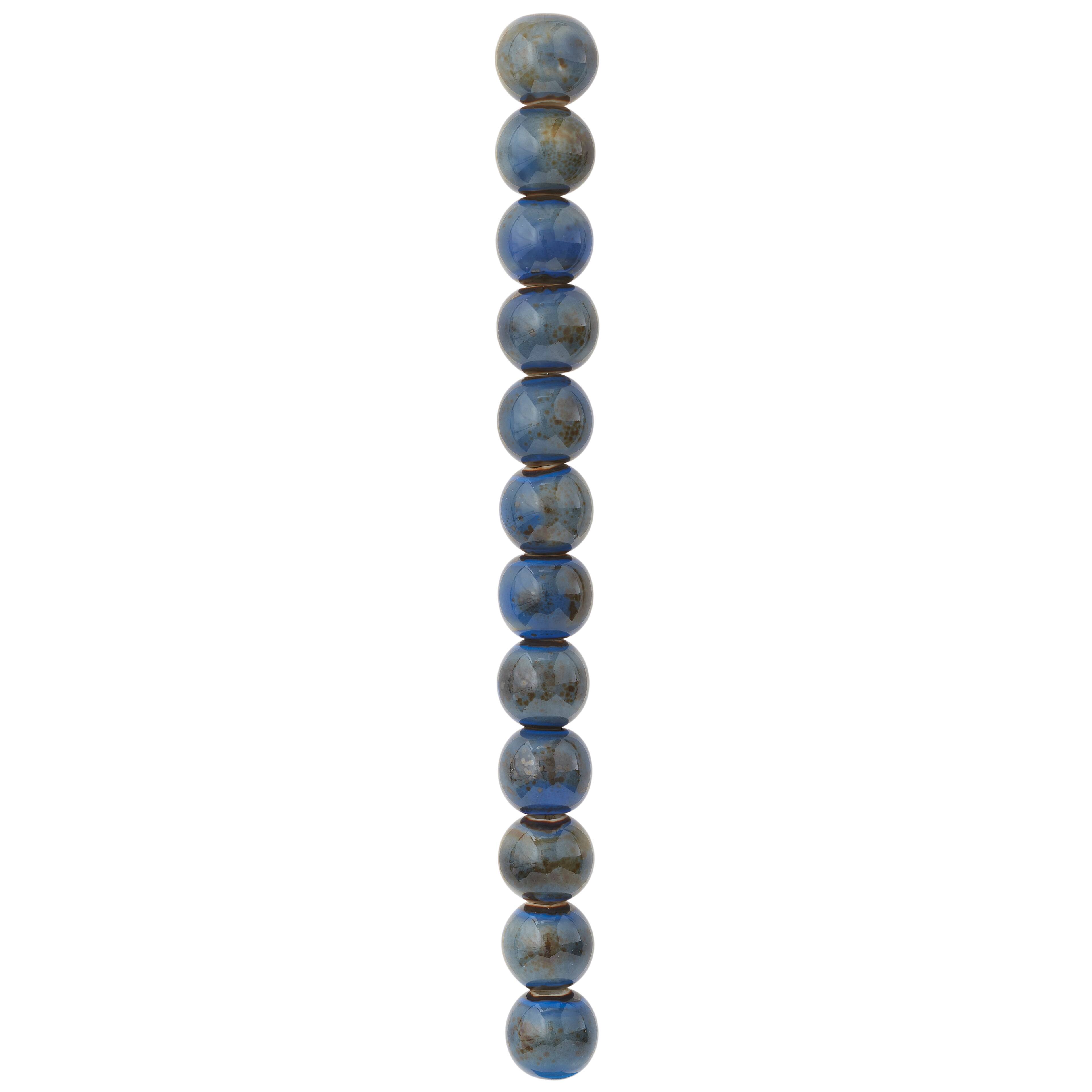 12 Pack: Aqua Ceramic Round Beads, 14mm by Bead Landing™