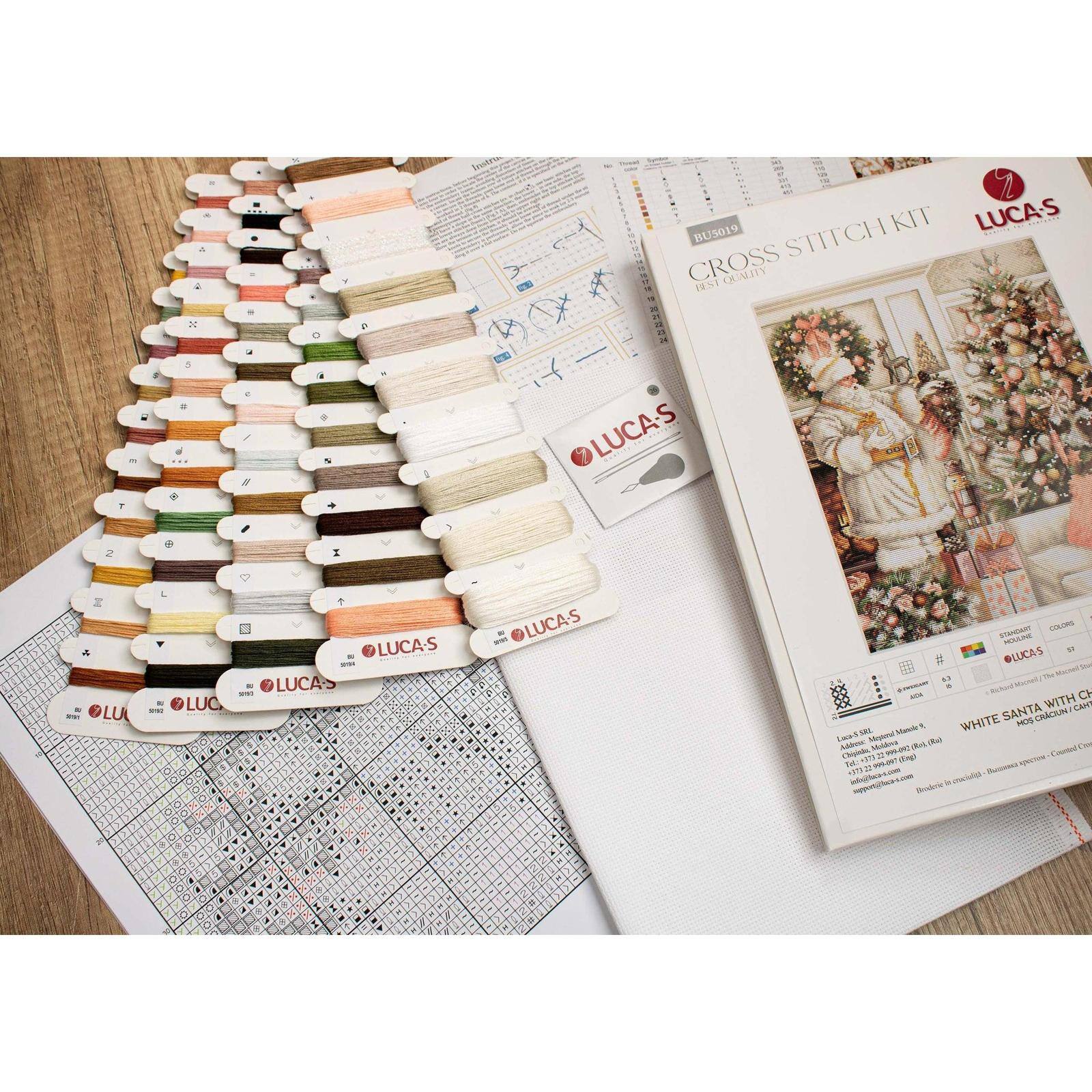 Luca-S White Santa With Christmas Tree Counted Cross-Stitch Kit