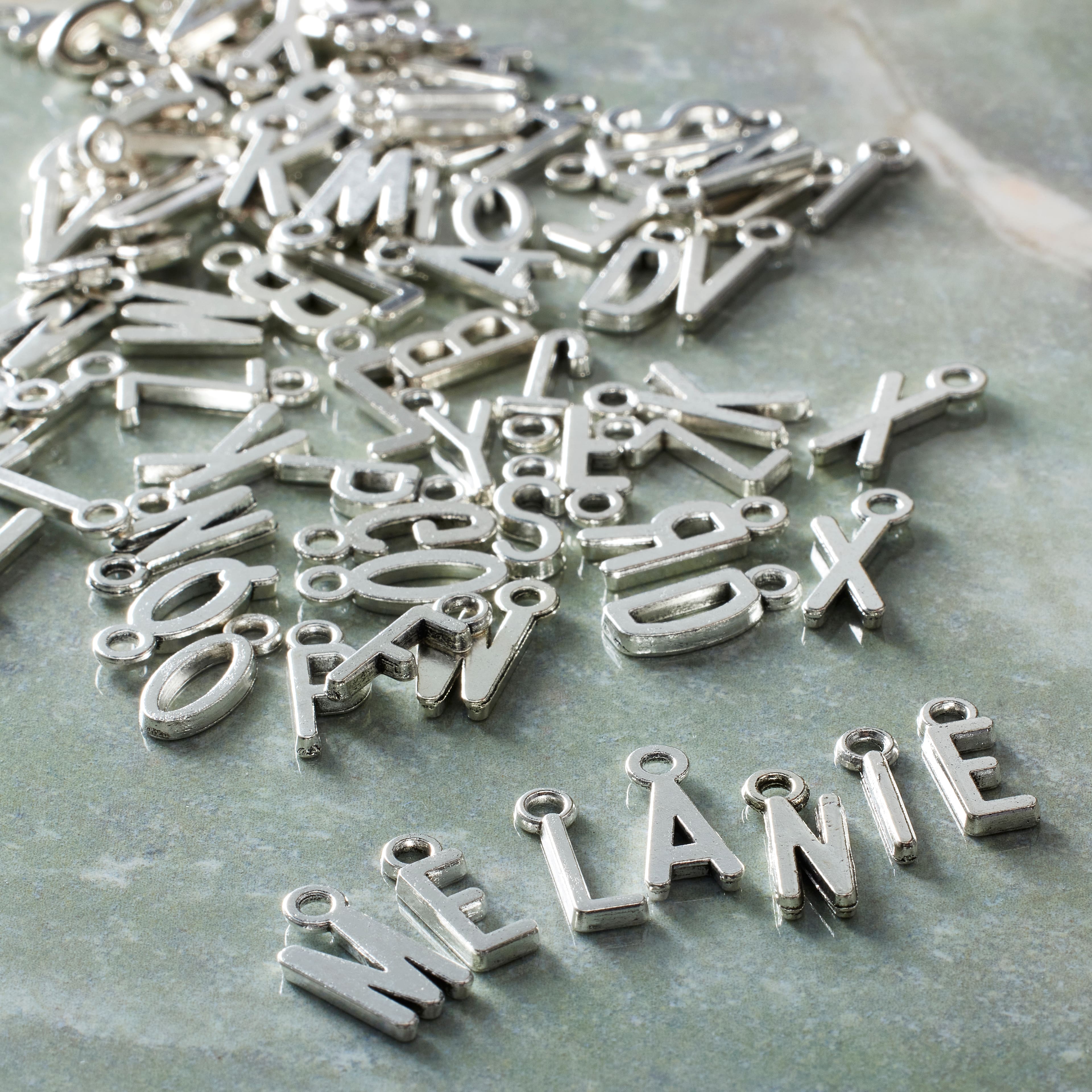 12 Pack: Metal Letter Charms by Bead Landing™