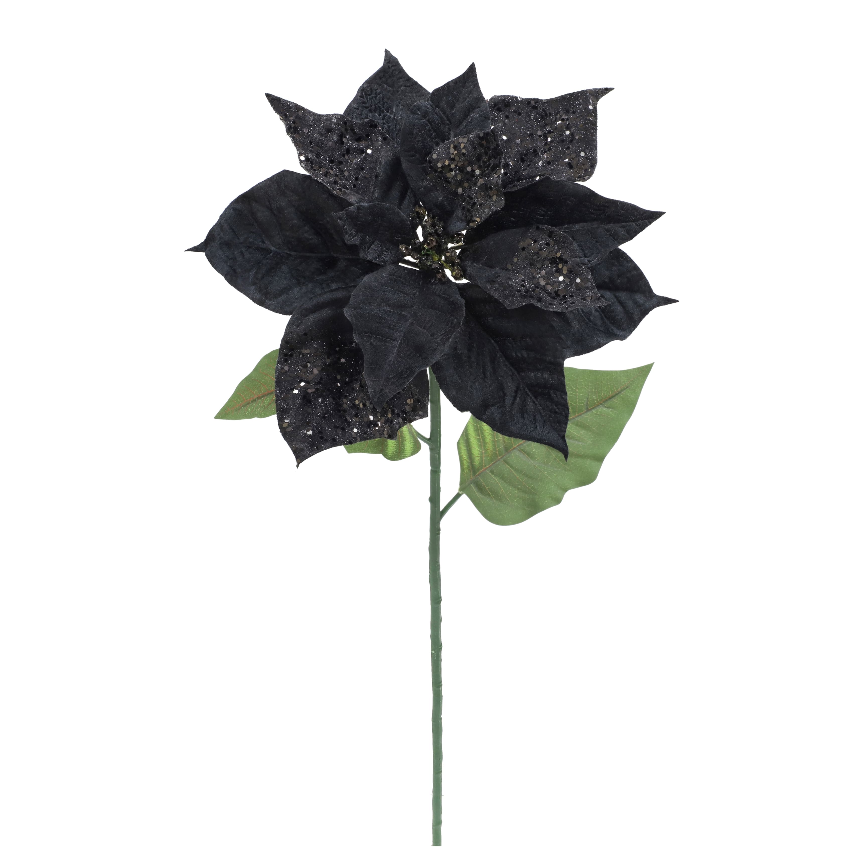 27&#x22; Black Glitter Poinsettia Stem by Ashland&#xAE;