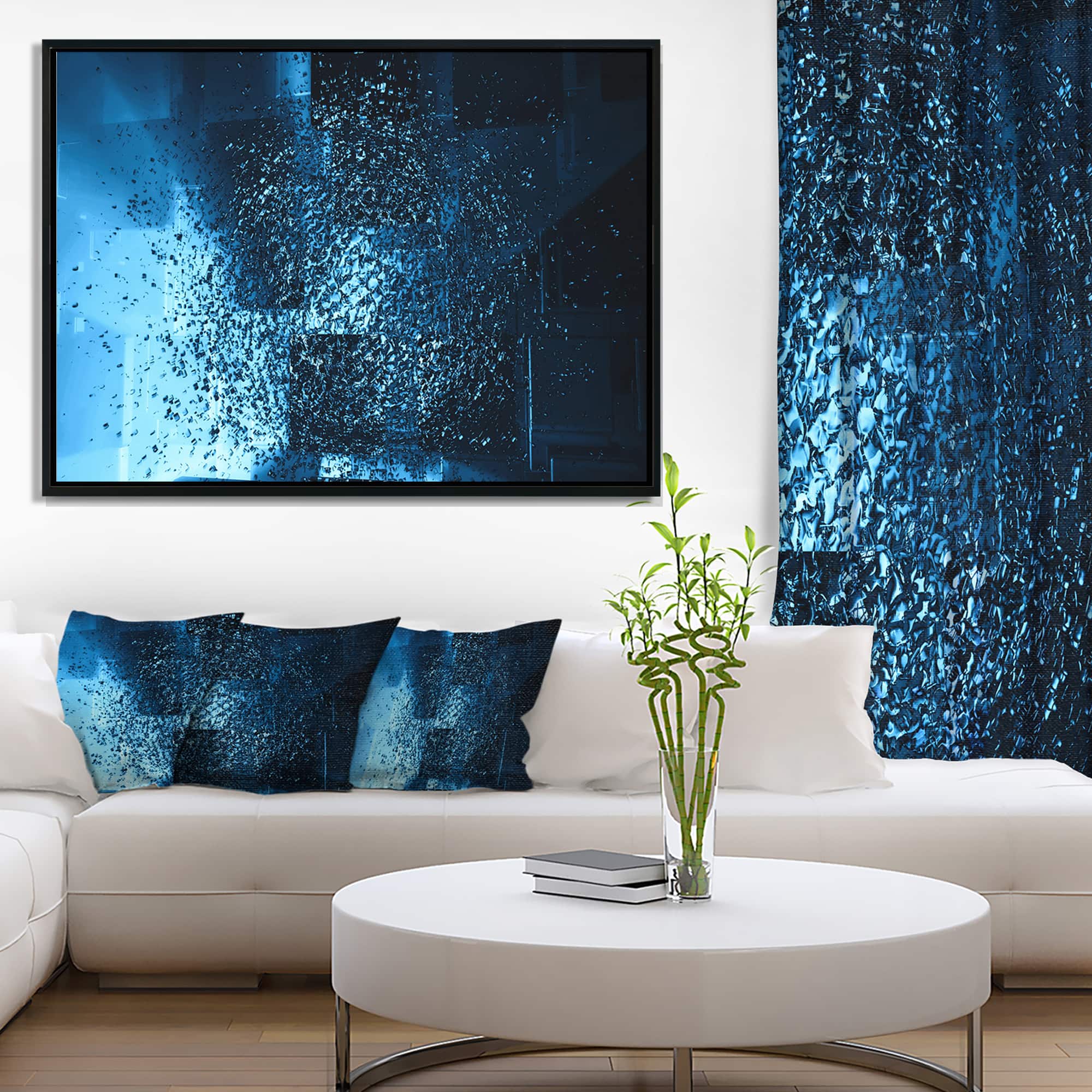 Designart - Fractal 3D Blue Paint Splash