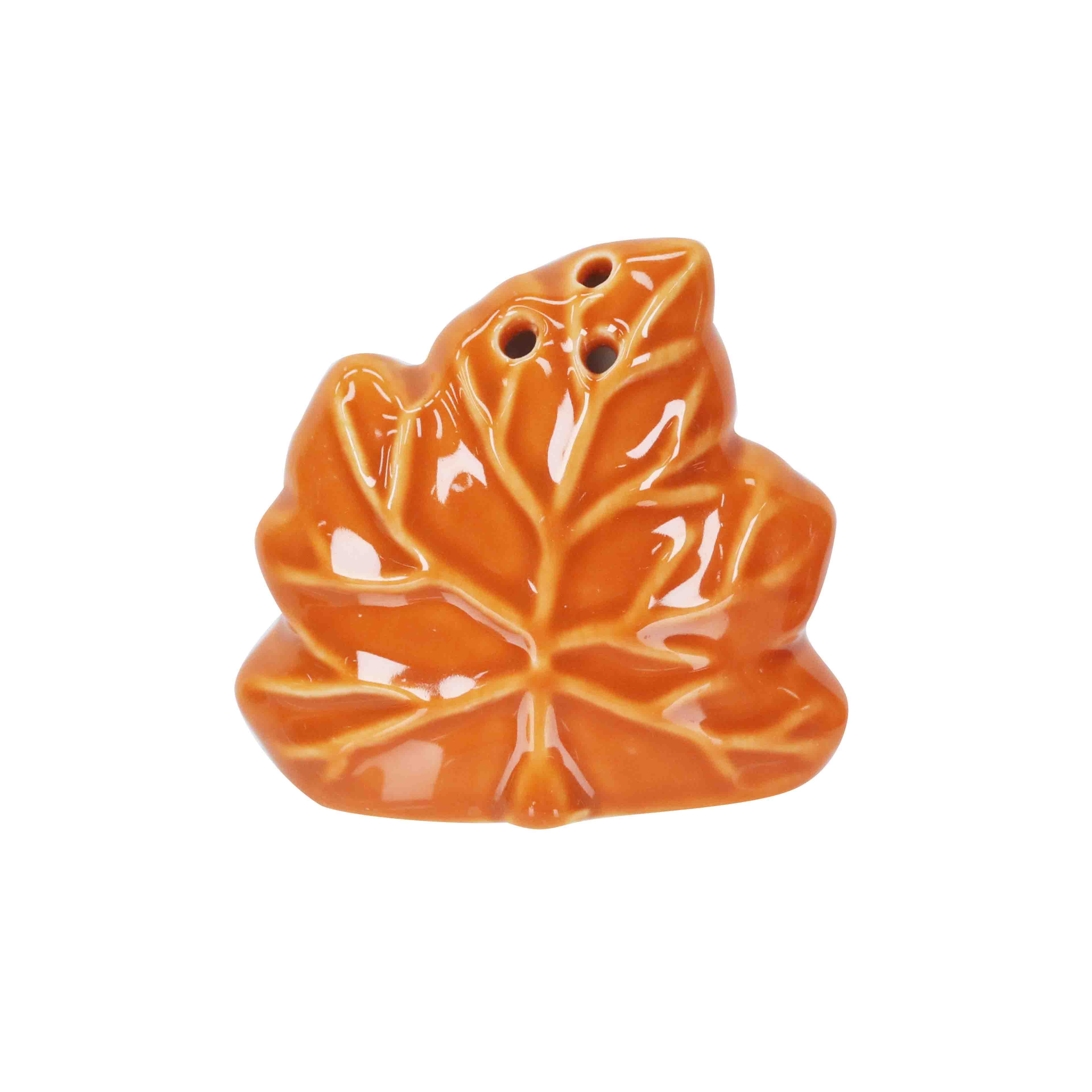 Mini Red &#x26; Orange Maple Leaf Ceramic Salt &#x26; Pepper Shaker Set by Ashland&#xAE;