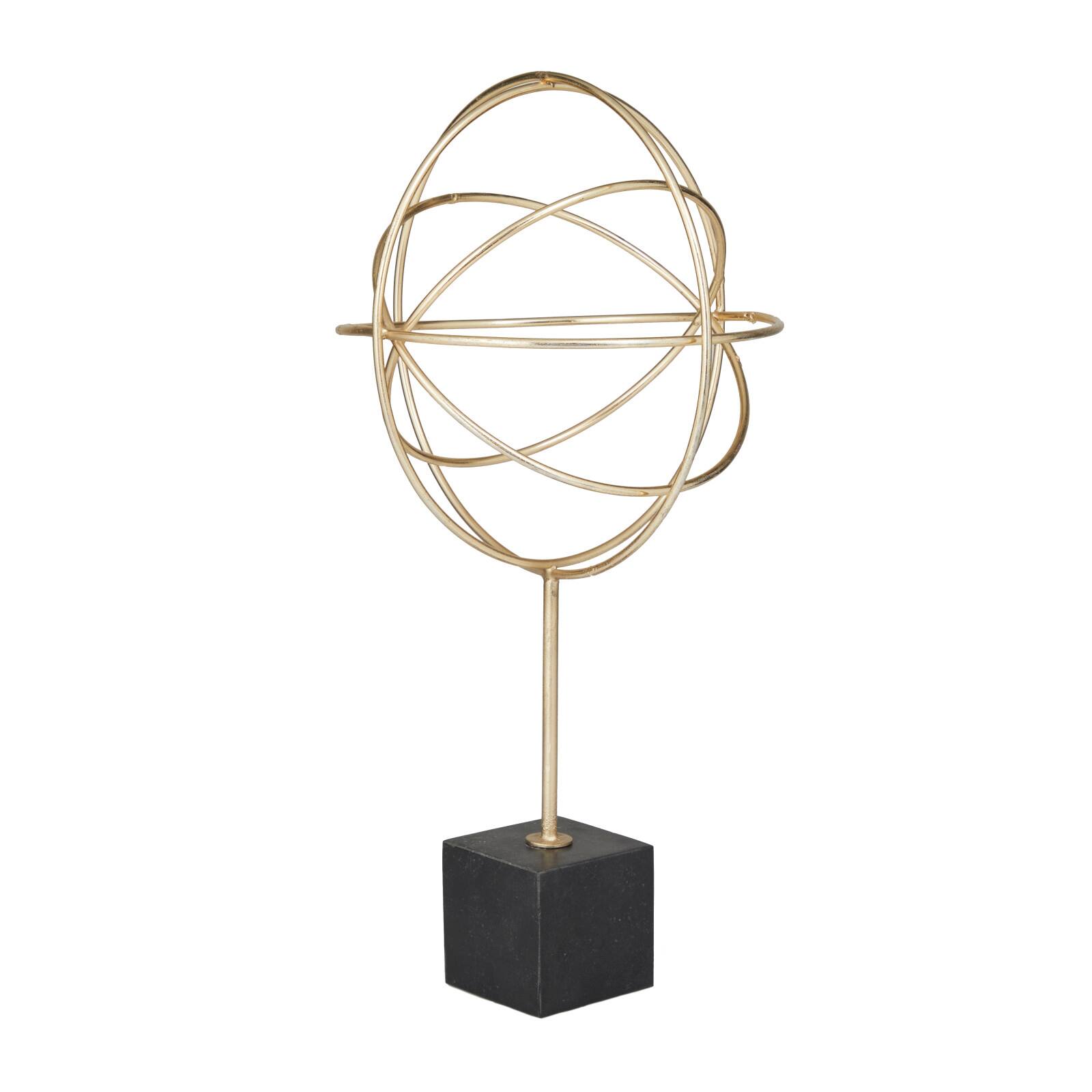 CosmoLiving by Cosmopolitan Gold Marble Contemporary Sculpture, 18" x 9" x 9"