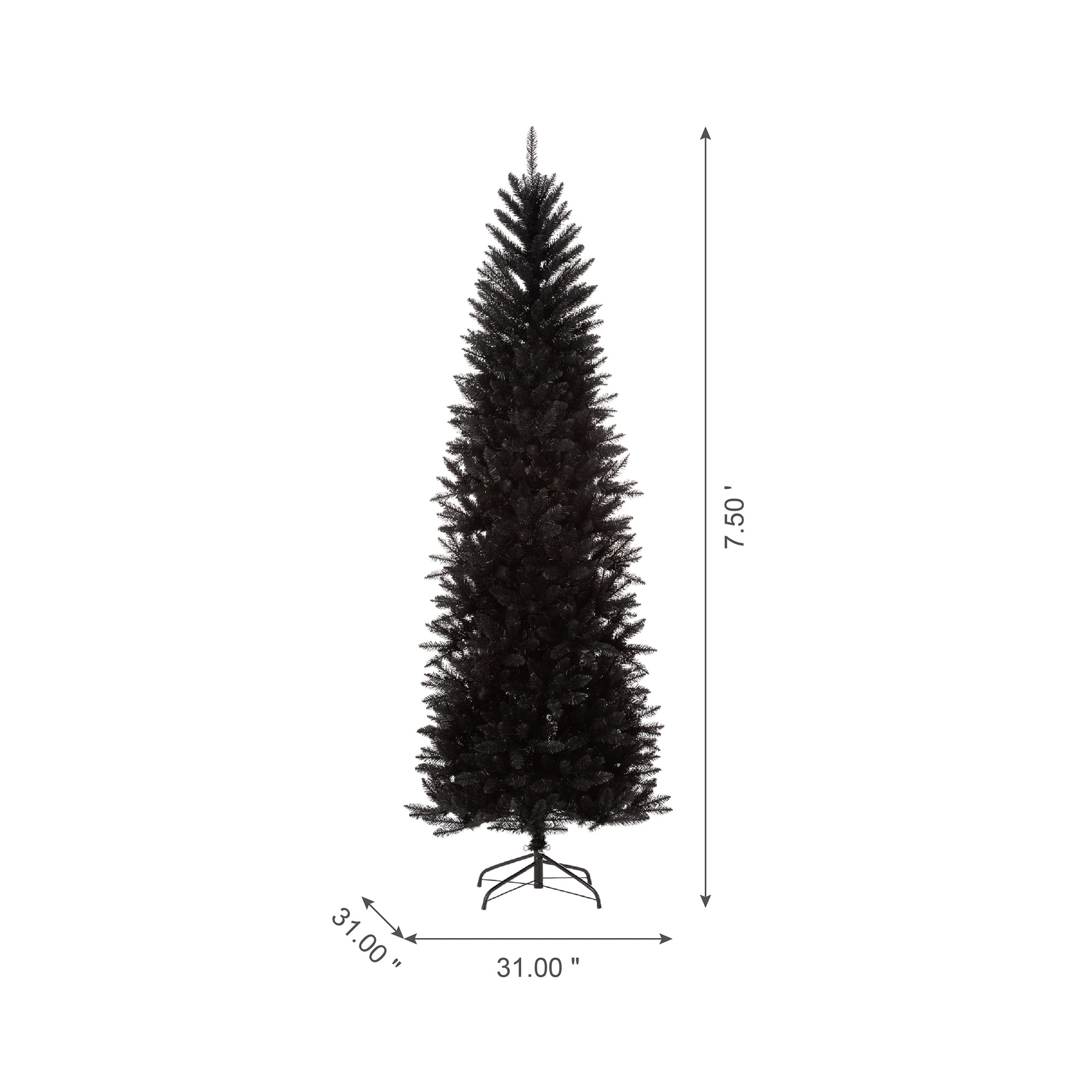 7.5ft. Unlit Black Tinsel Artificial Christmas Tree