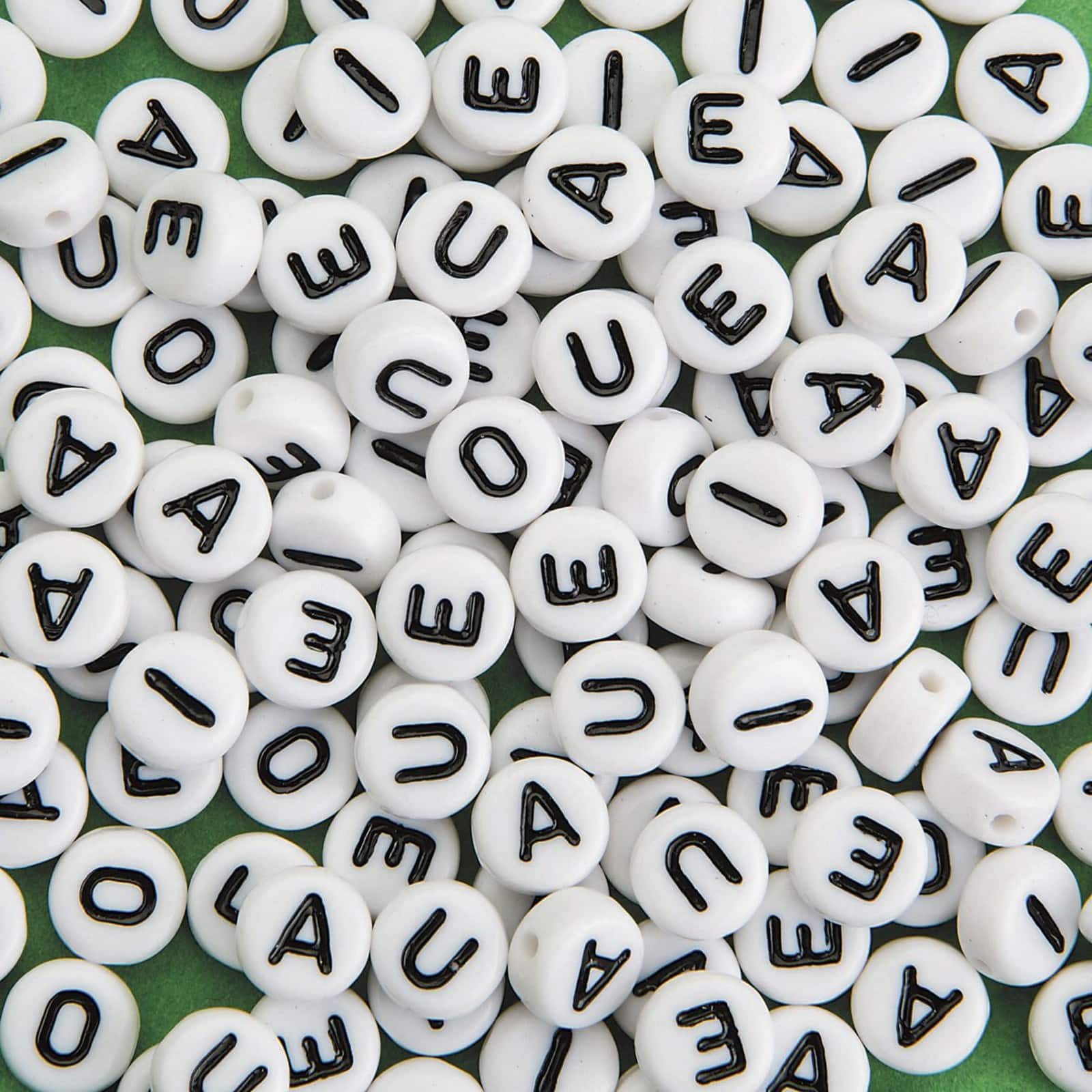 7mm Vowel Alphabet Beads, Pack of 25 (5 of each vowel)