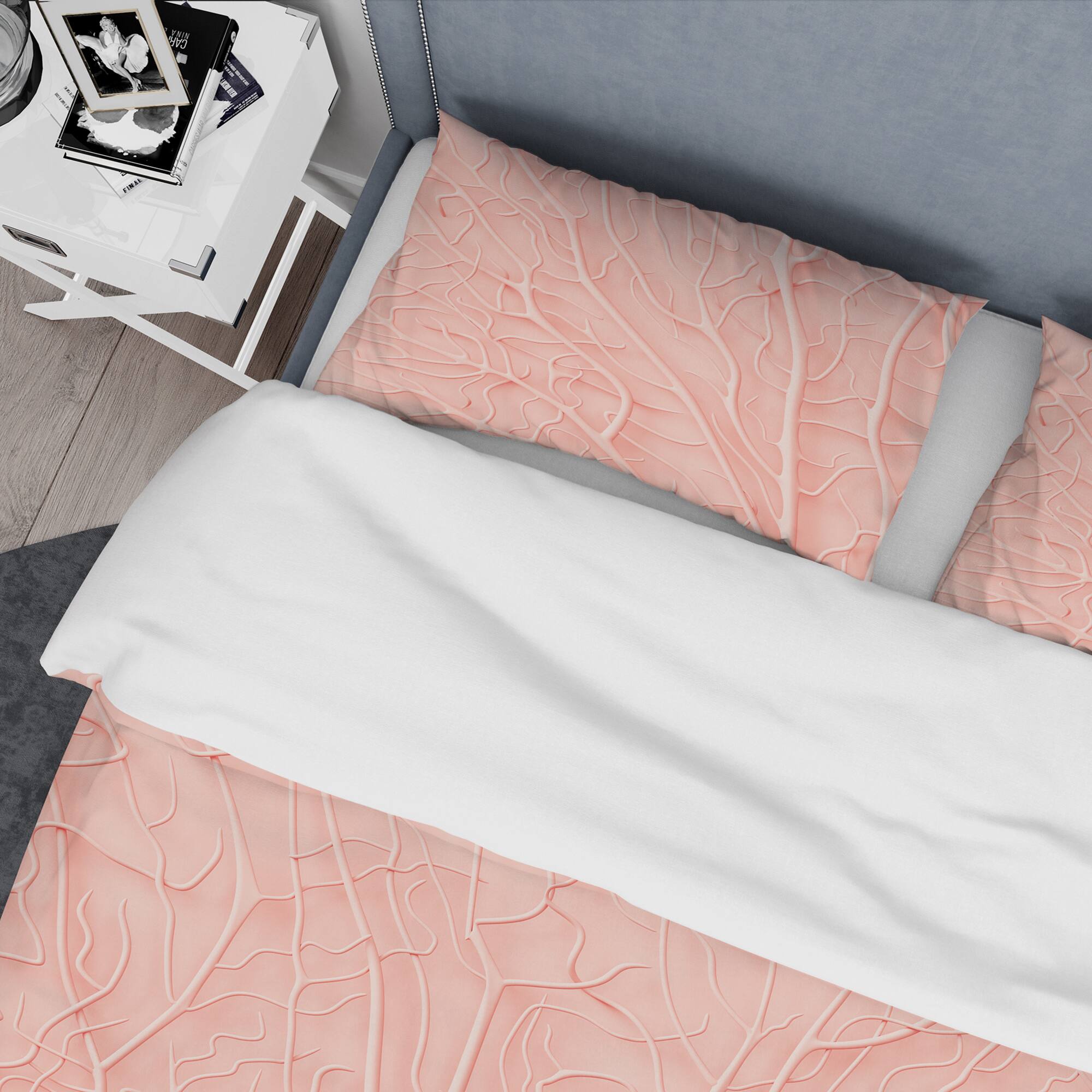 Designart &#x27;Living Coral Pink&#x27; Mid-Century Duvet Cover Set