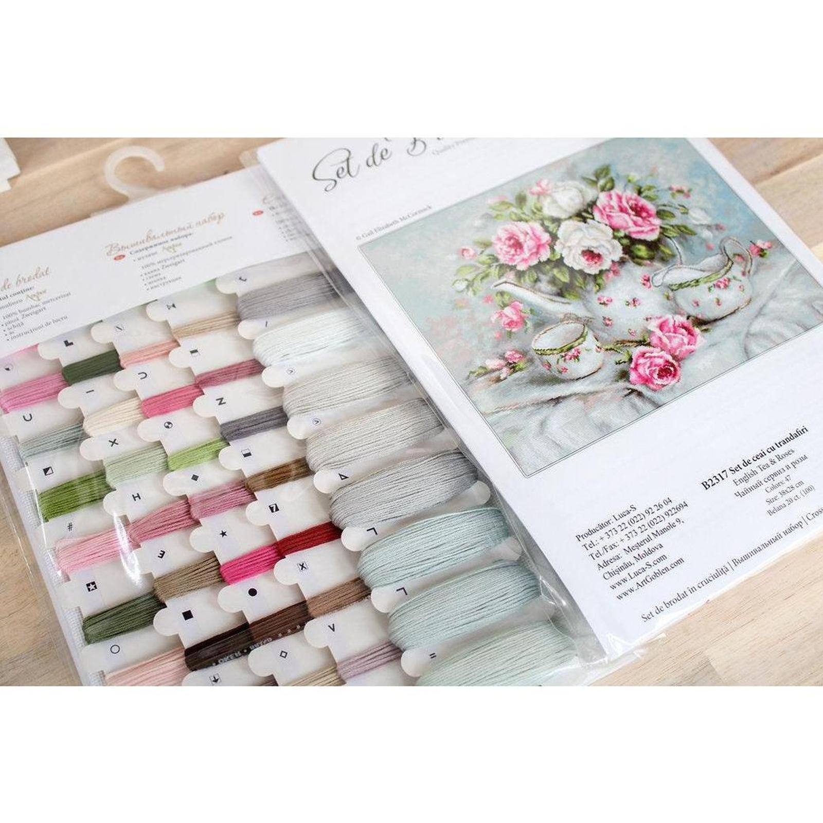 Luca-s English Tea & Roses Counted Cross Stitch Kit