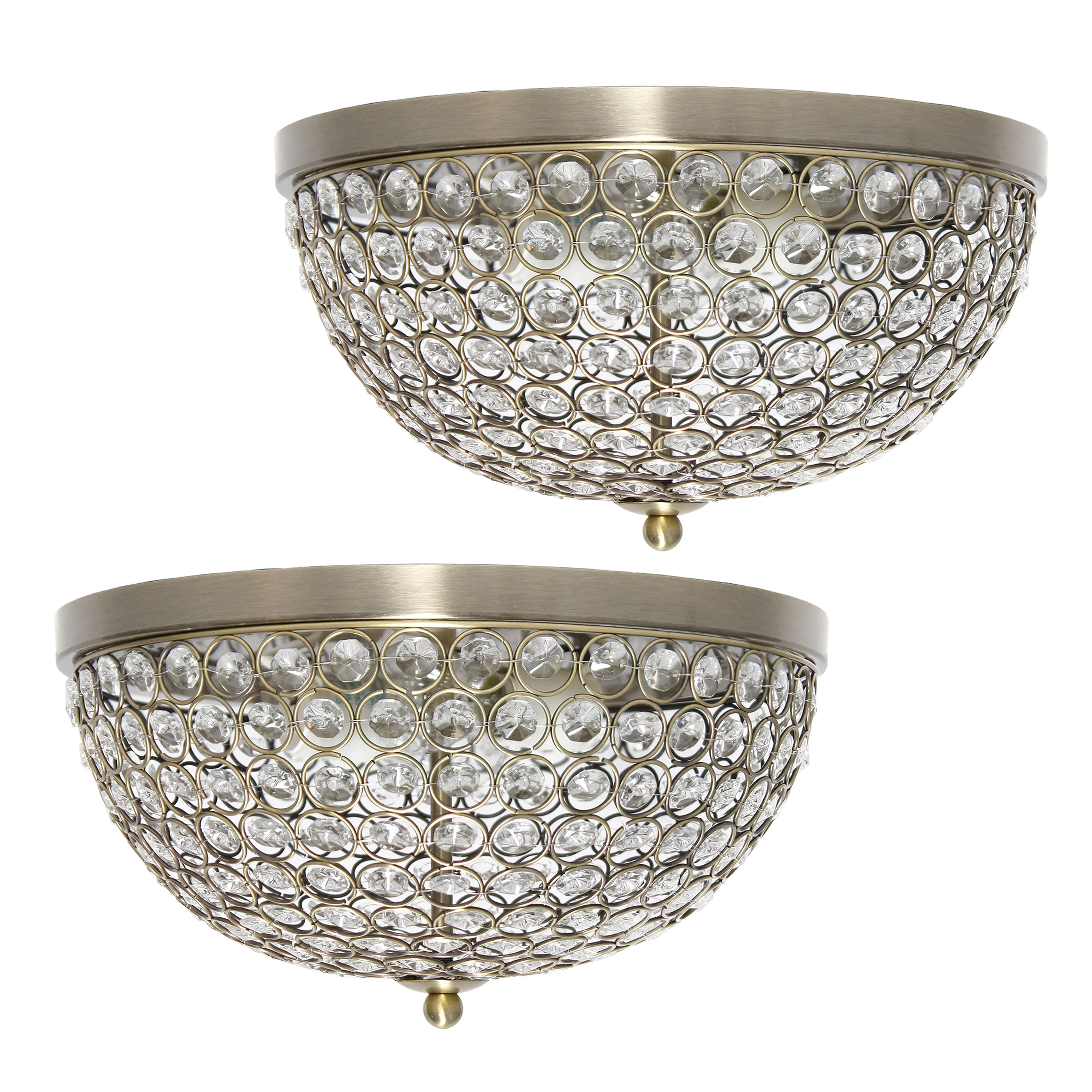 Lalia Home 13" Antique Brass Glam 2-Light Dome Flush Mount, 2ct.