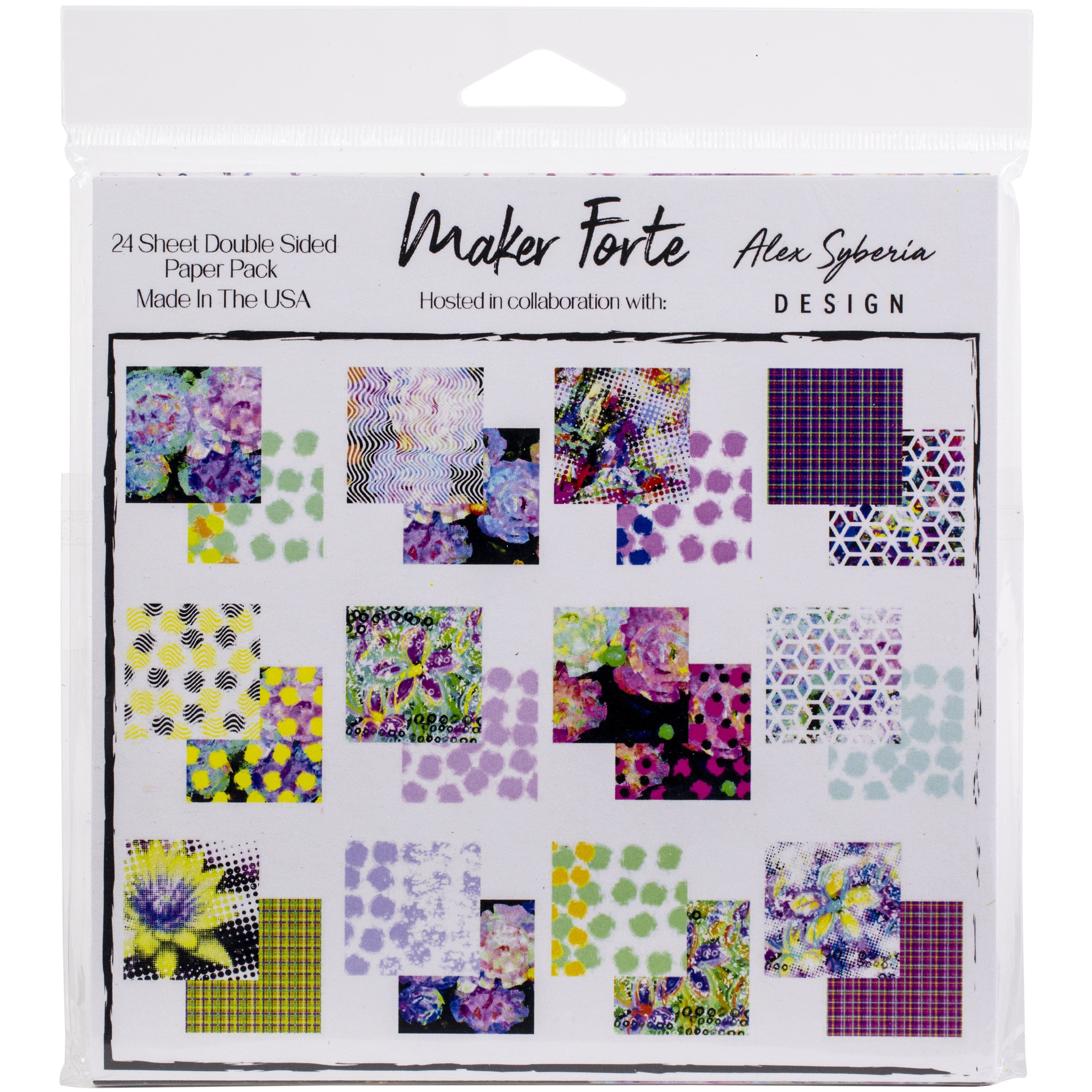 Maker Forte Double-Sided Cardstock 6"X6" 24/Pkg-Mixed Media By Alex Syberia, 12 Designs | Michaels®