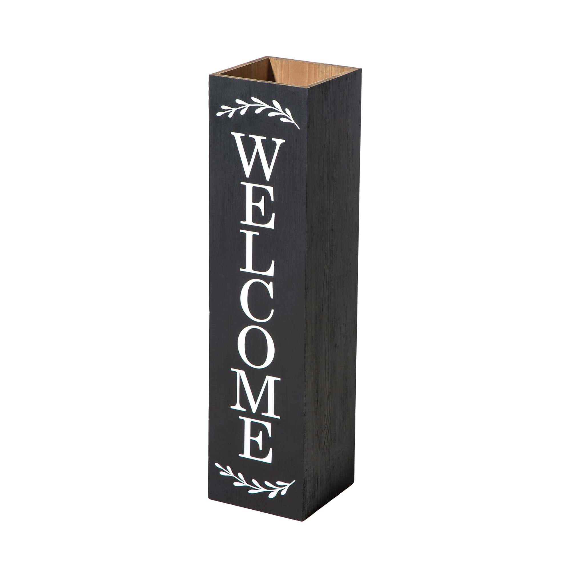 Glitzhome&#xAE; 30&#x22; Black Wood Boxed Welcome Porch Sign