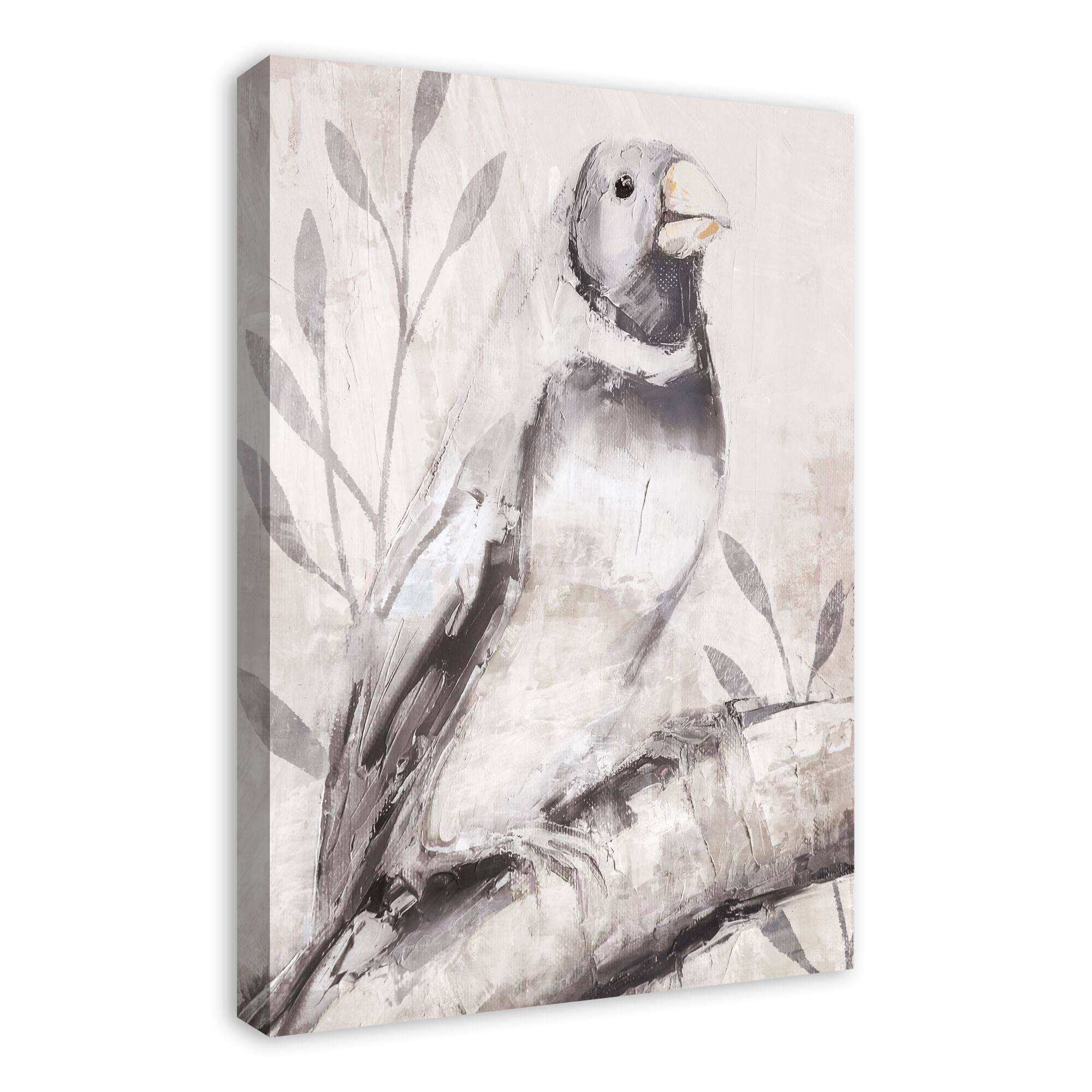Dusty Blue Bird Canvas Wall Art