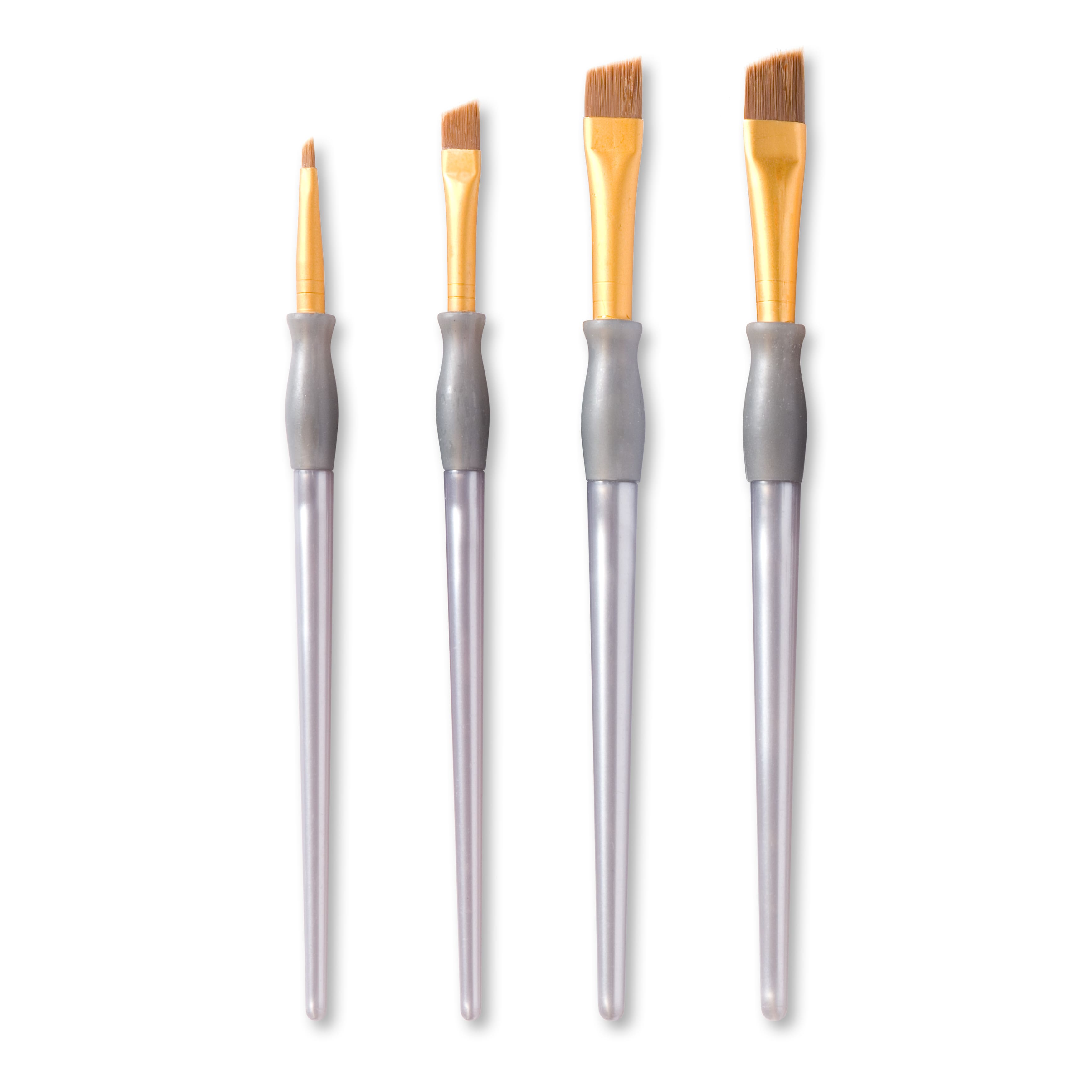 9 Packs: 4 ct. (36 total) Brown Taklon Angular Brushes by Craft Smart&#xAE;