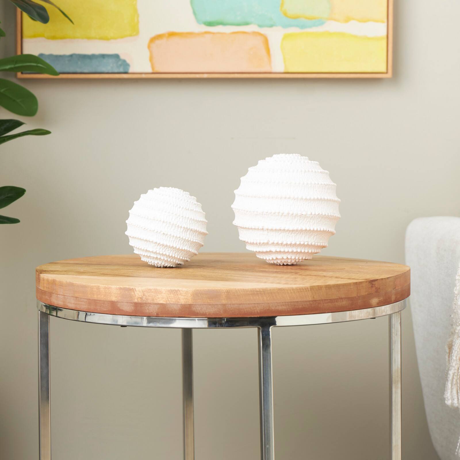 Cream Textured Dimensional Ball Sculpture Set