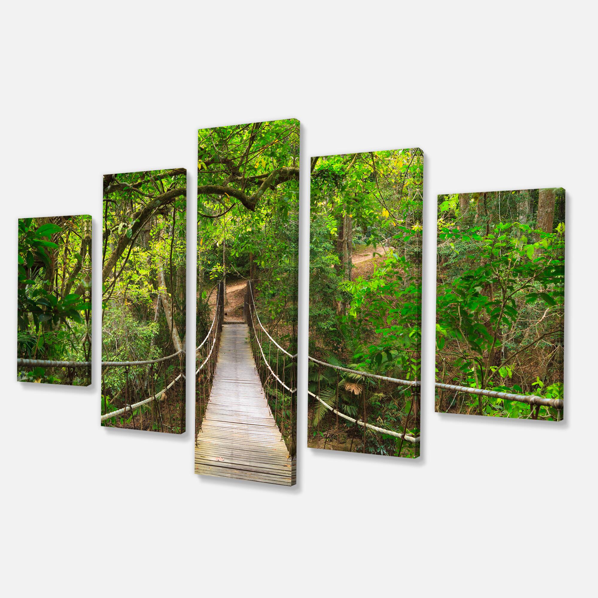 Designart - Bridge to Jungle Thailand - Landscape Photo Canvas Art Print
