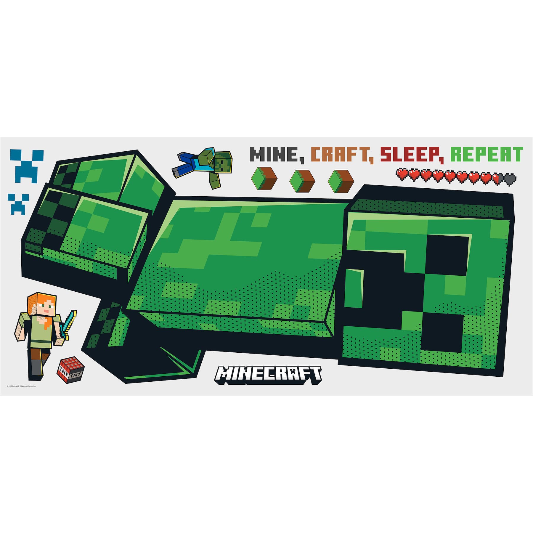 RoomMates Minecraft Creeper Giant Peel &#x26; Stick Wall Decals