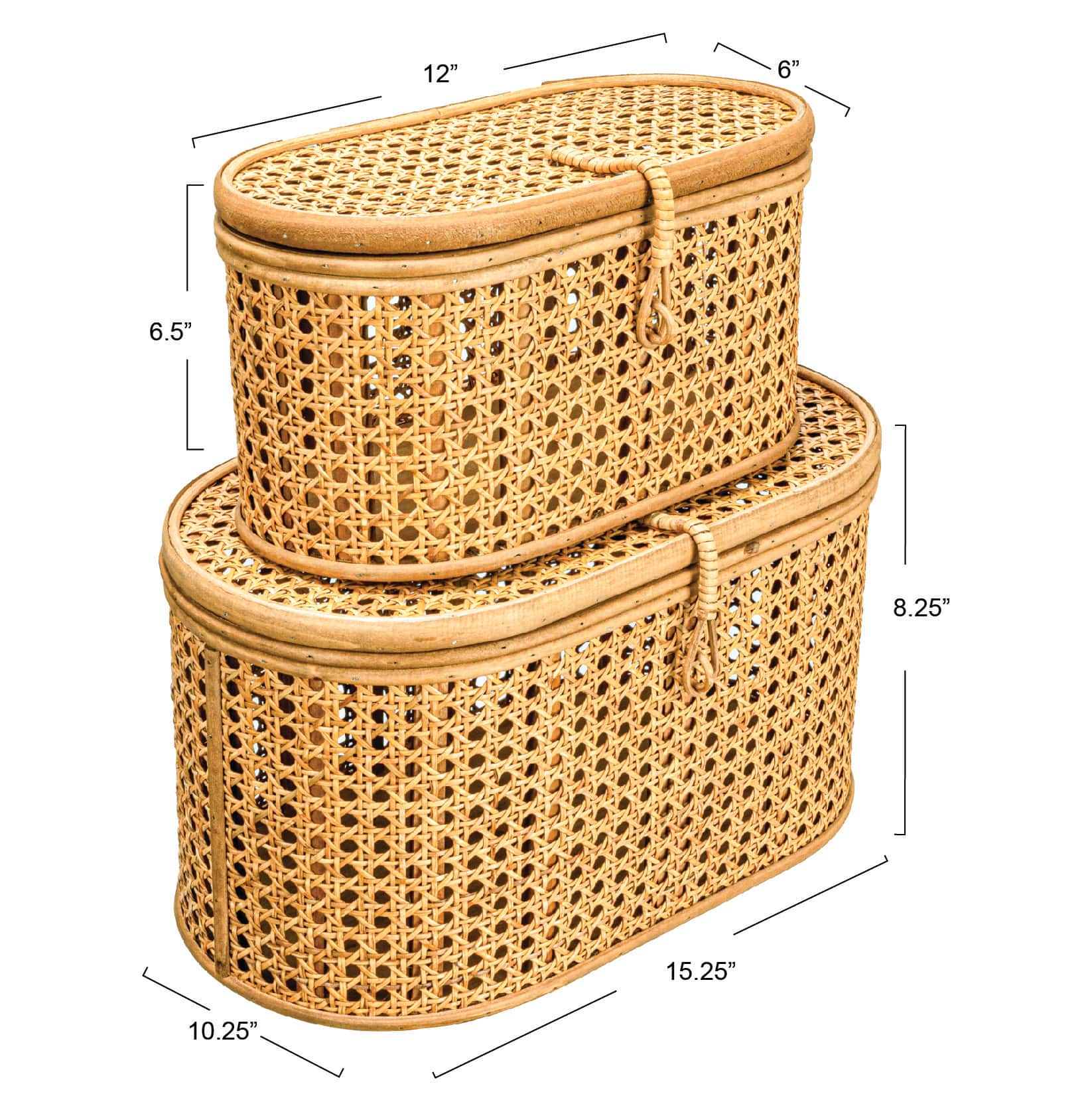 Modern Decorative Oval Woven Rattan Storage Box Set