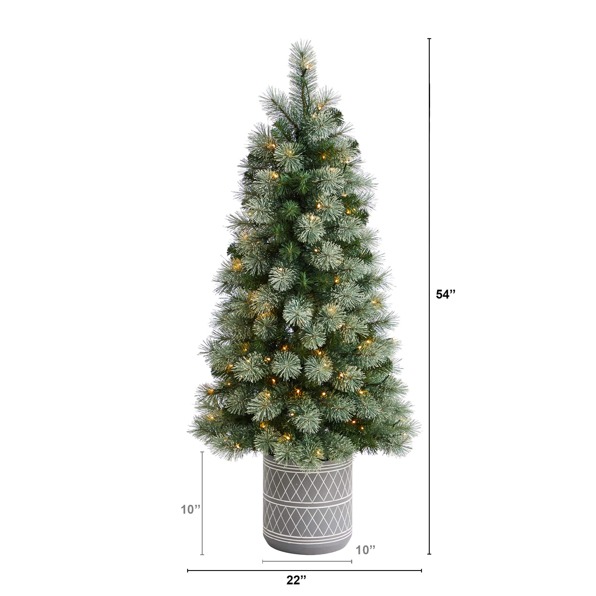 Lit Faux Frosted Pine Christmas Tree With Ornaments Pottery, 49% OFF