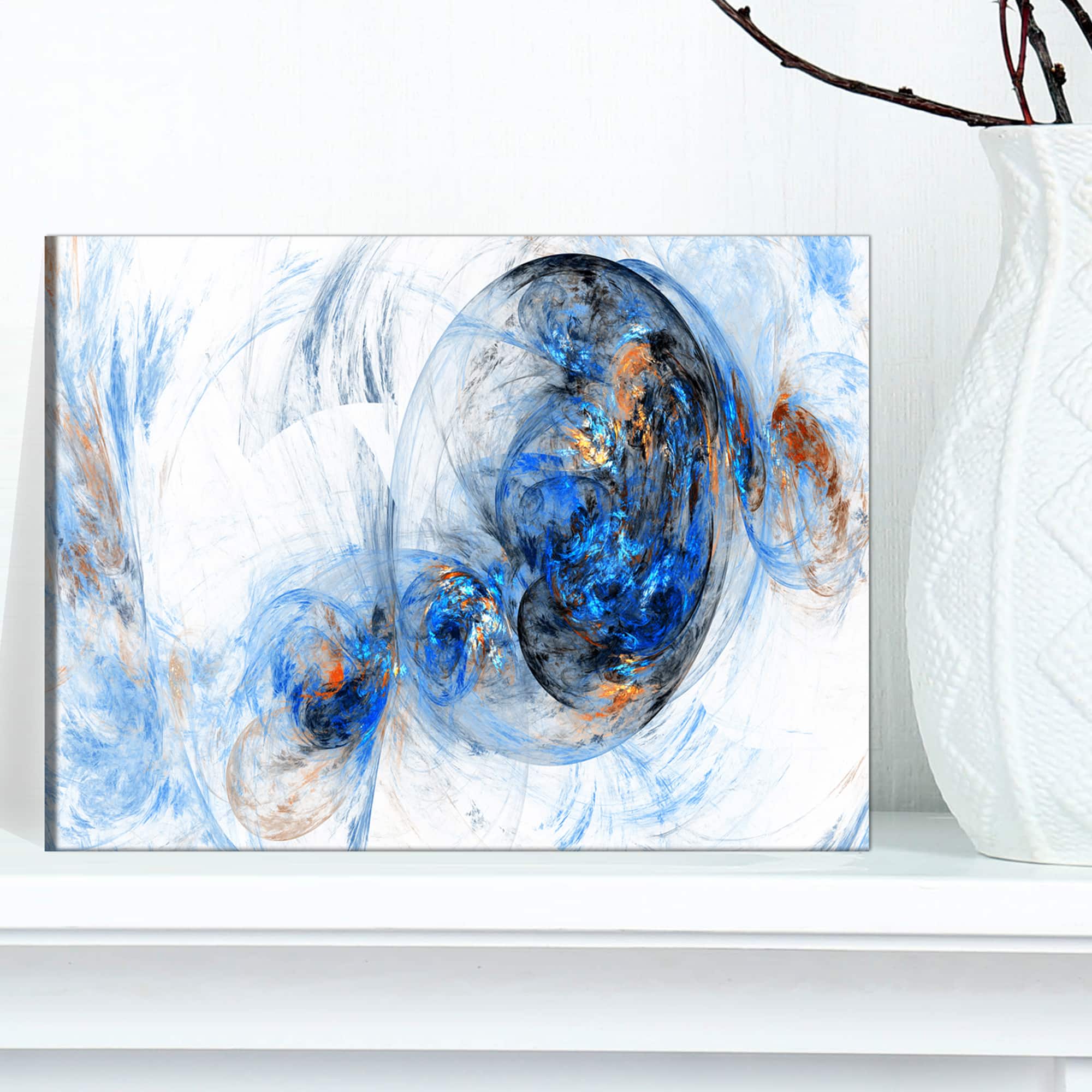 Designart - Colored Smoke Dark Blue - Abstract Canvas art print