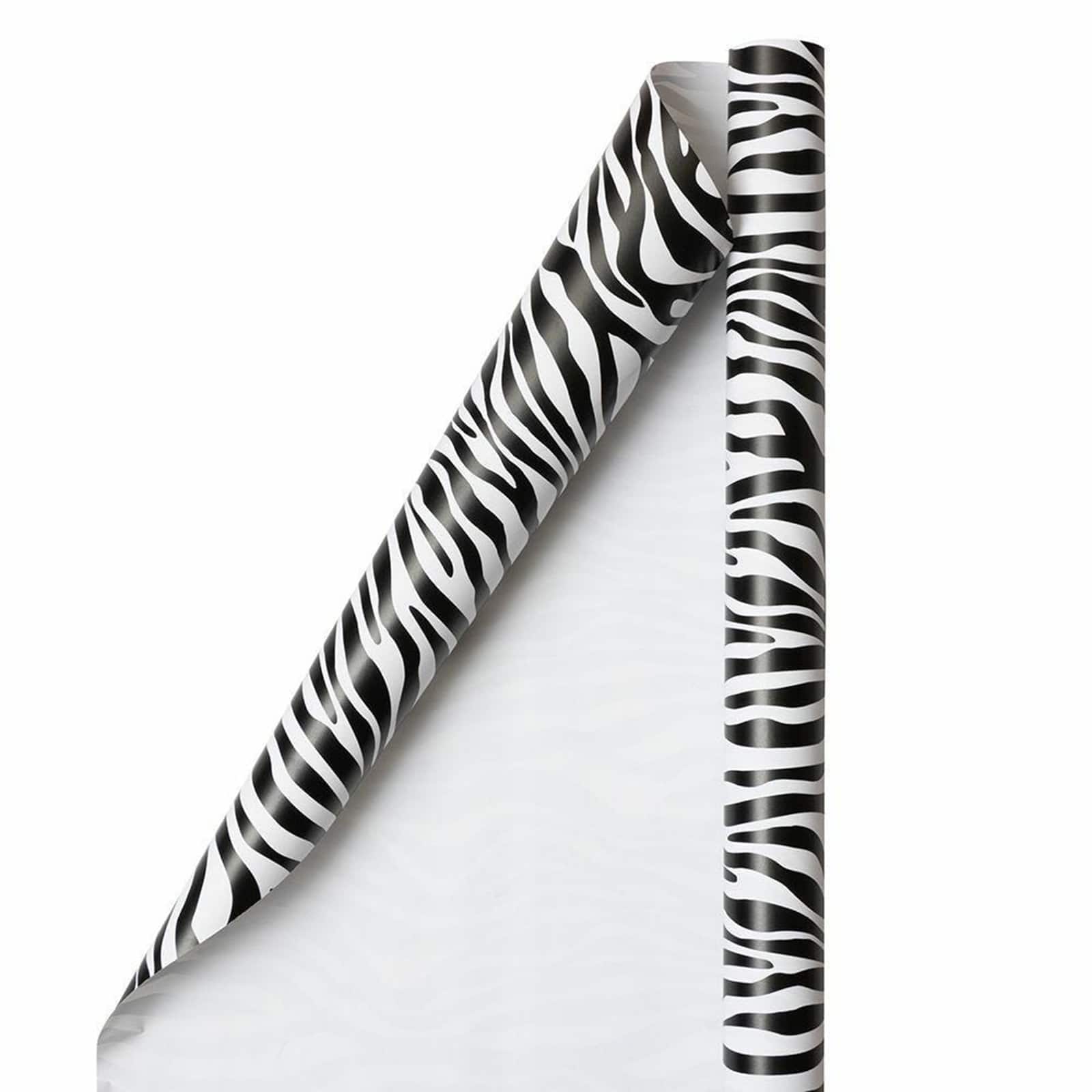 JAM Paper Safari Black &#x26; White Zebra Gift Wrap, 2ct.
