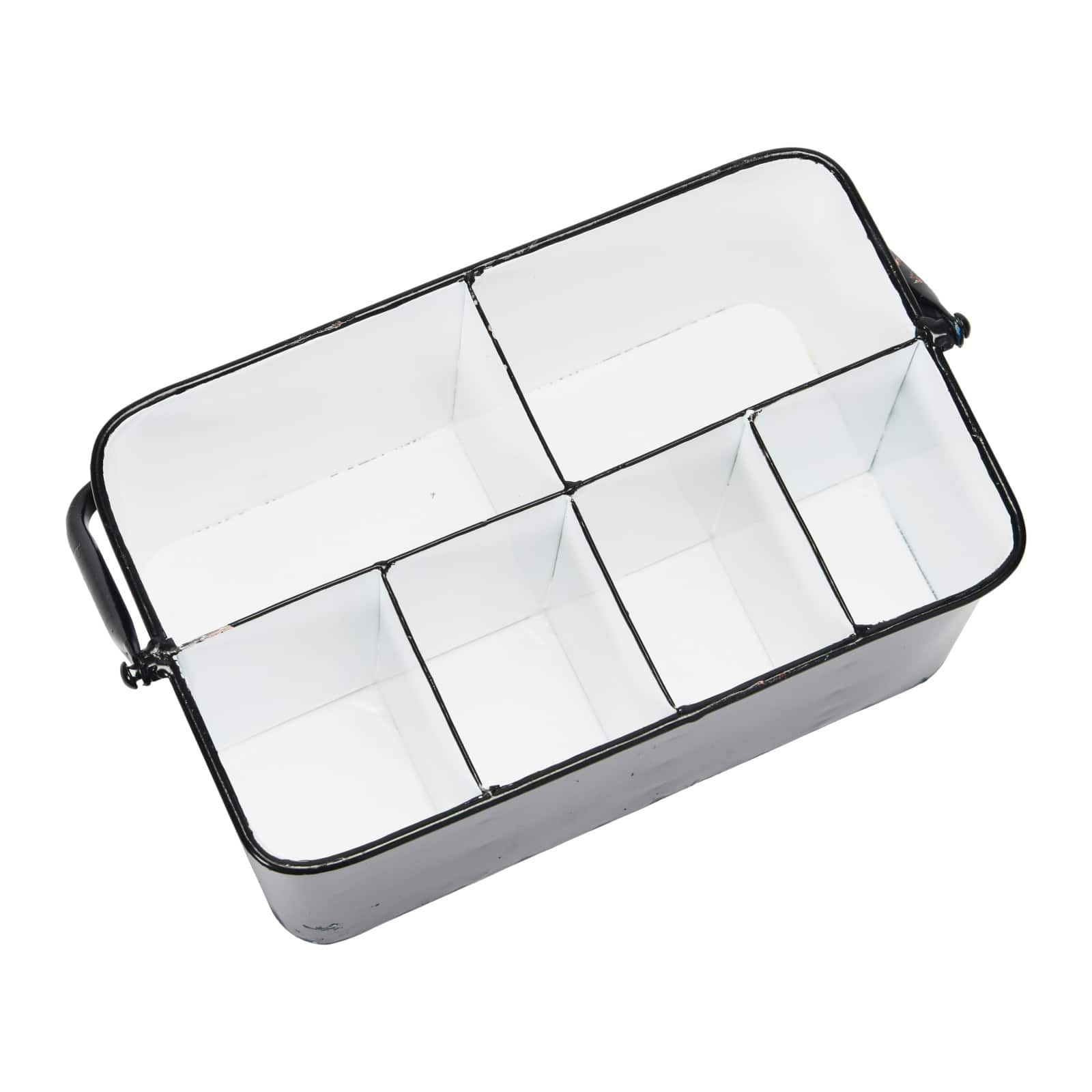 6-Compartment Metal Caddy with Handle