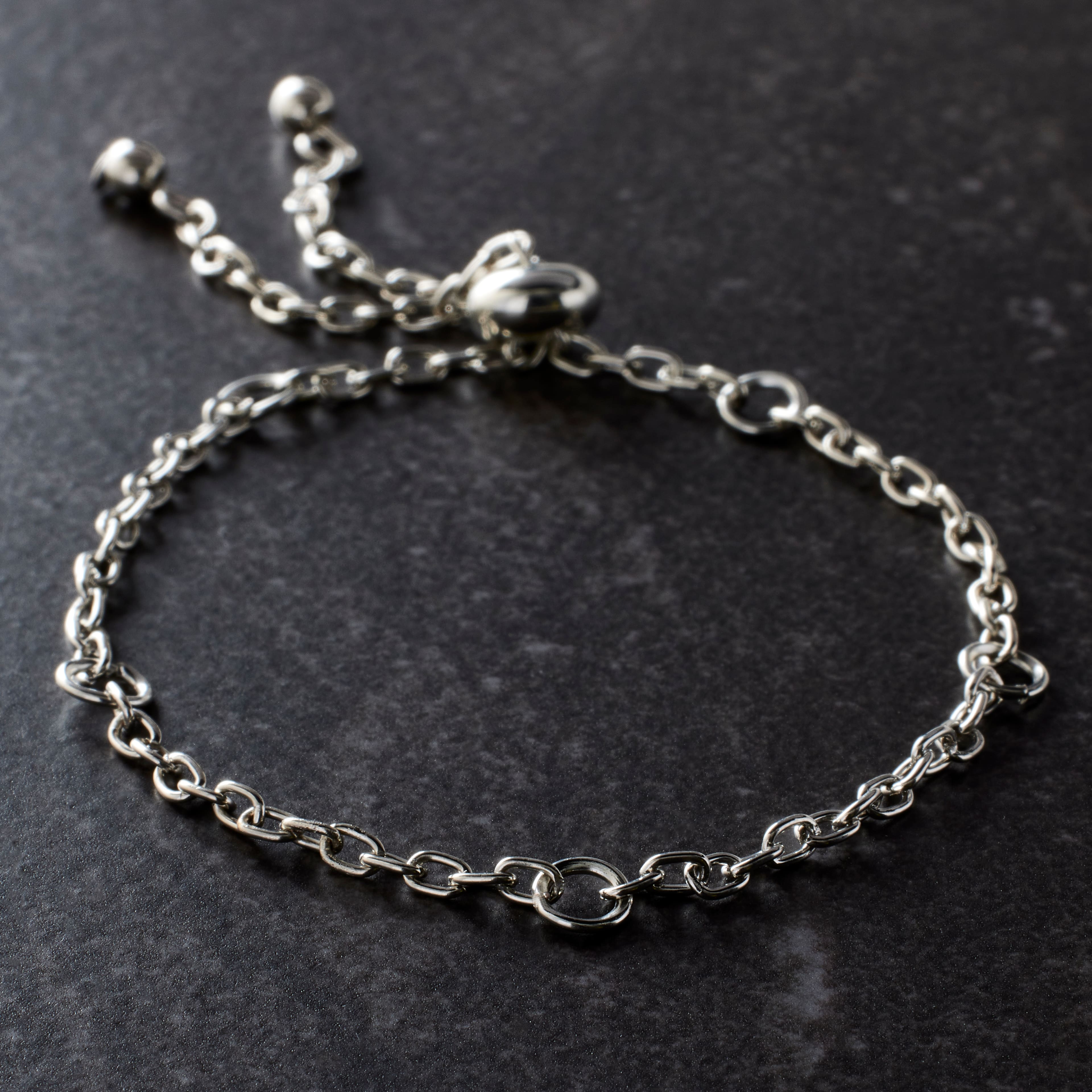 24 Pack: 9" Rhodium Slider Charm Bracelet by Bead Landing™
