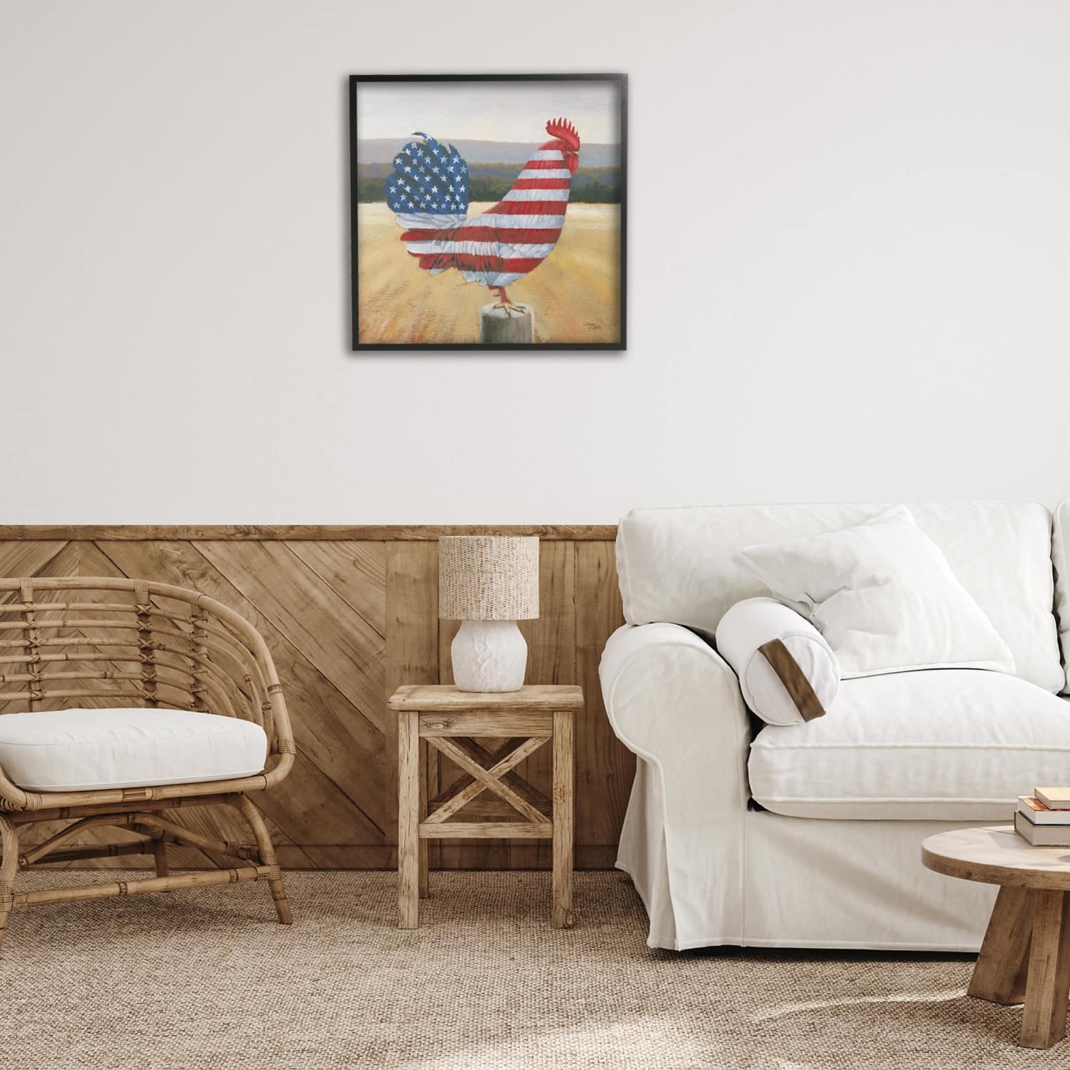 Stupell Industries American Flag Rooster Framed Giclee Art