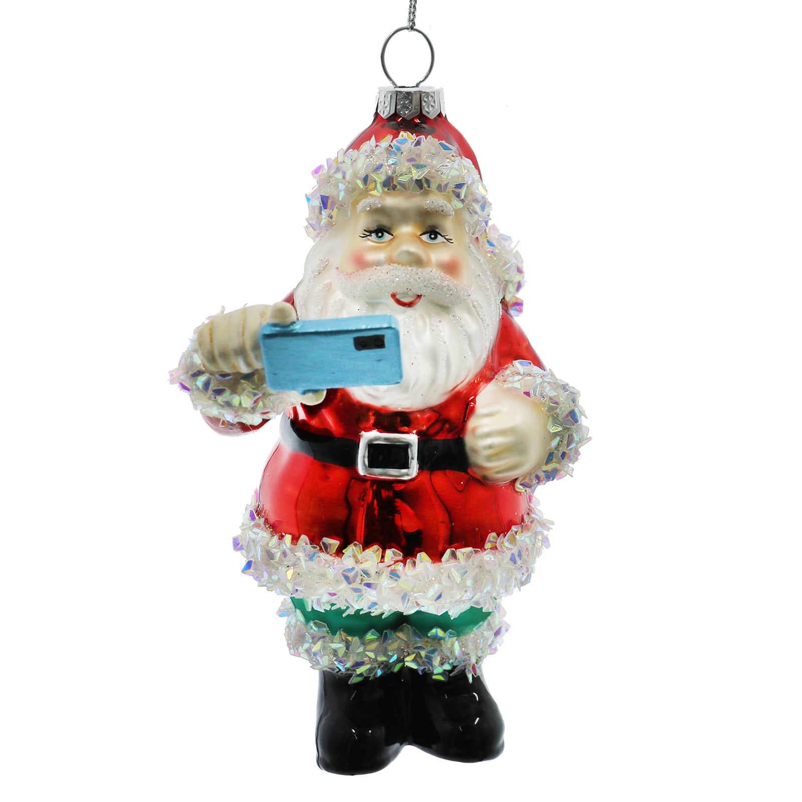 5.25&#x22; Selfie Santa Claus Glass Ornament by Ashland&#xAE;