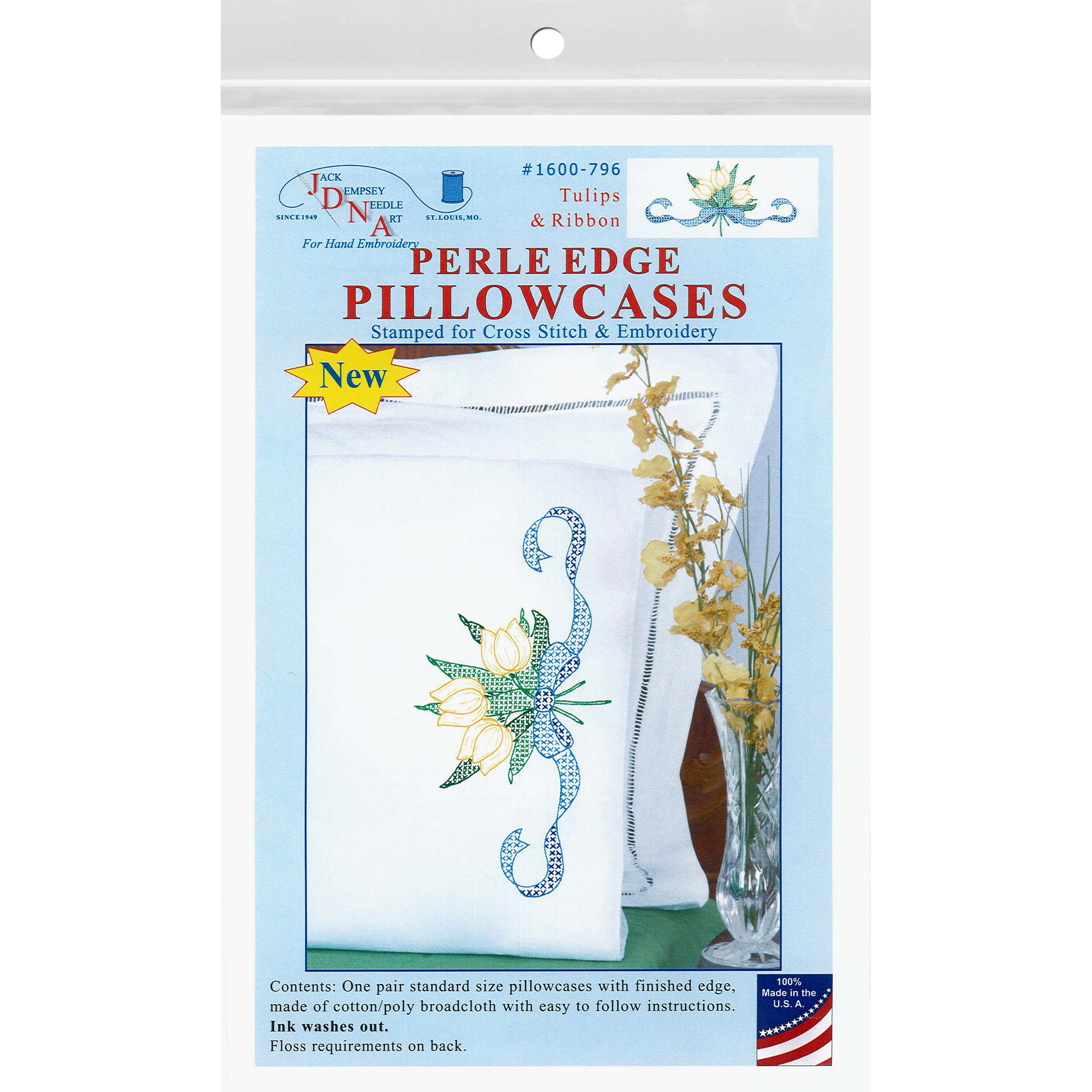 Jack Dempsey Tulips & Ribbon Pillowcase