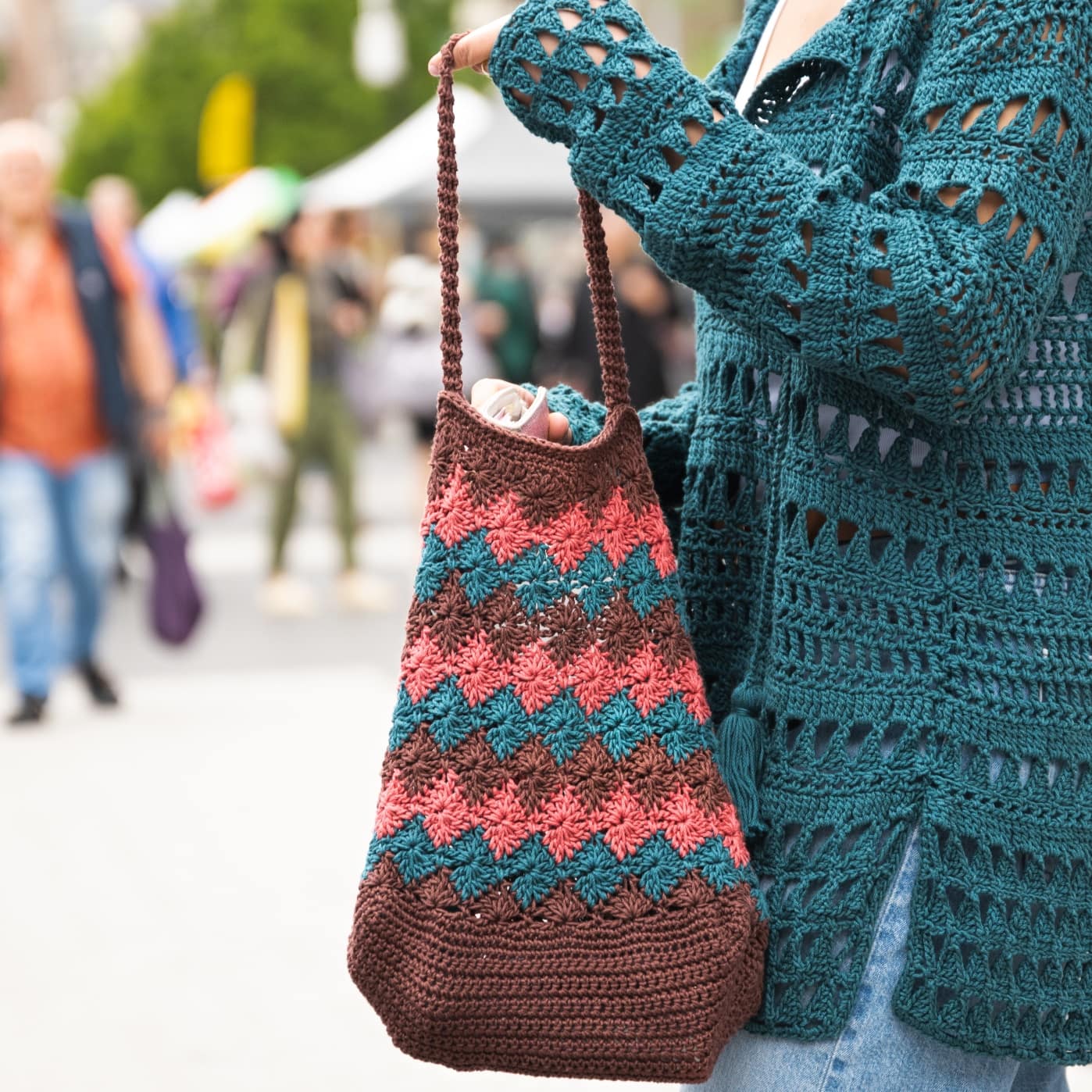 Lion Brand 24/7 Cotton Harlequin Crochet Bag | Projects | Michaels